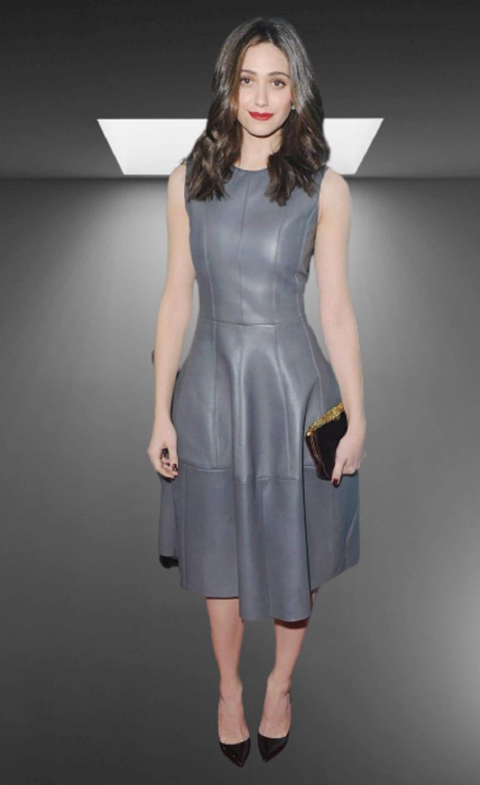 New Womens Gray Crop Leather Dress. Real Sheepskin Leather Slim Fit Flared Dress