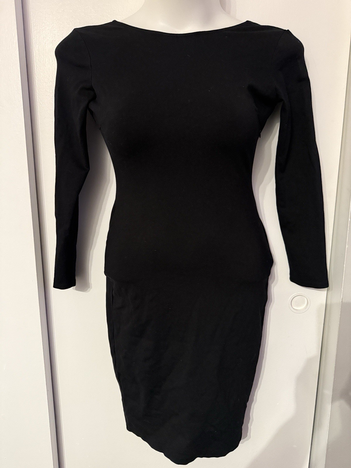 Lulus XS Va Va Voom Black Backless Long Sleeve Midi Dress Party Body Com Large
