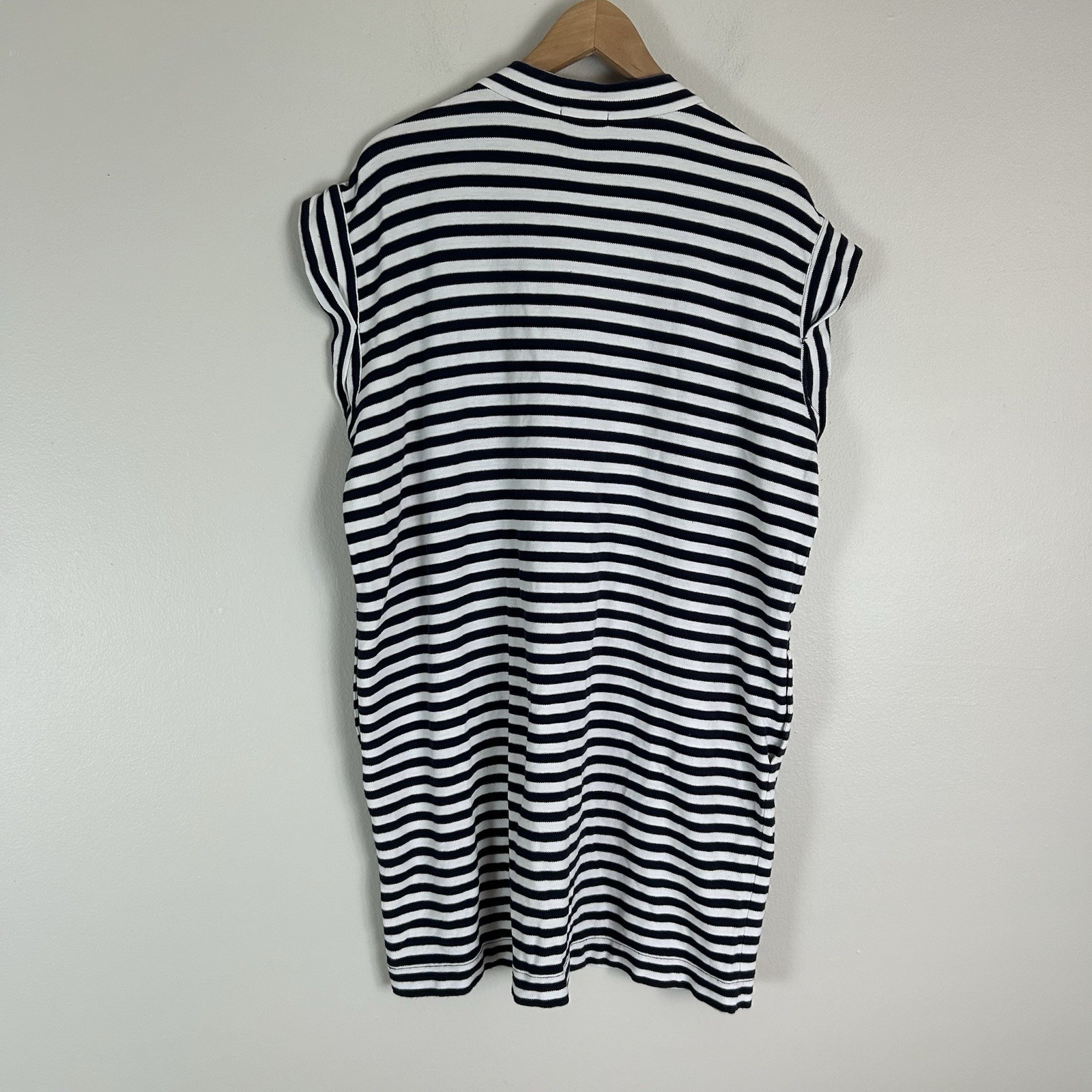 ATM L Anthony Thomas Melillo Short Sleeve Cotton T-Shirt Dress Stripe Coastal