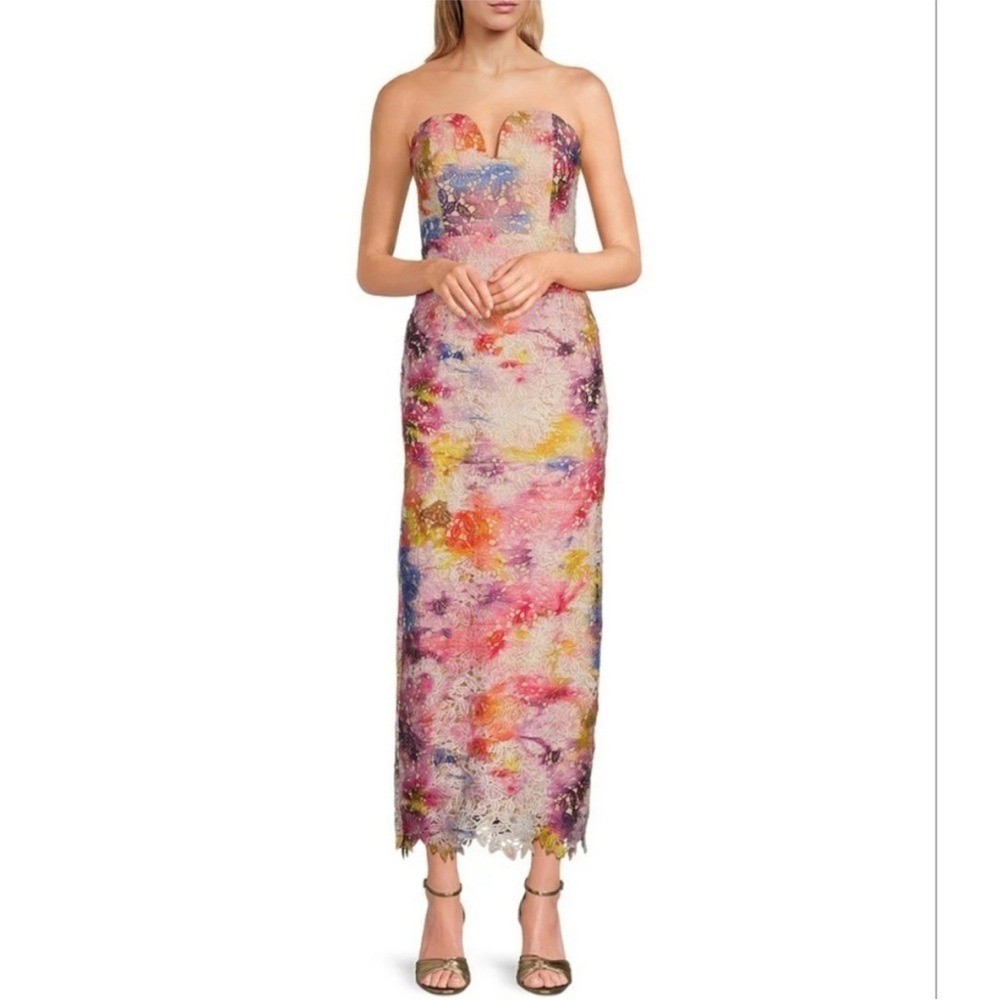 Belle by Badgley Mischka Stella Strapless Midi Dress