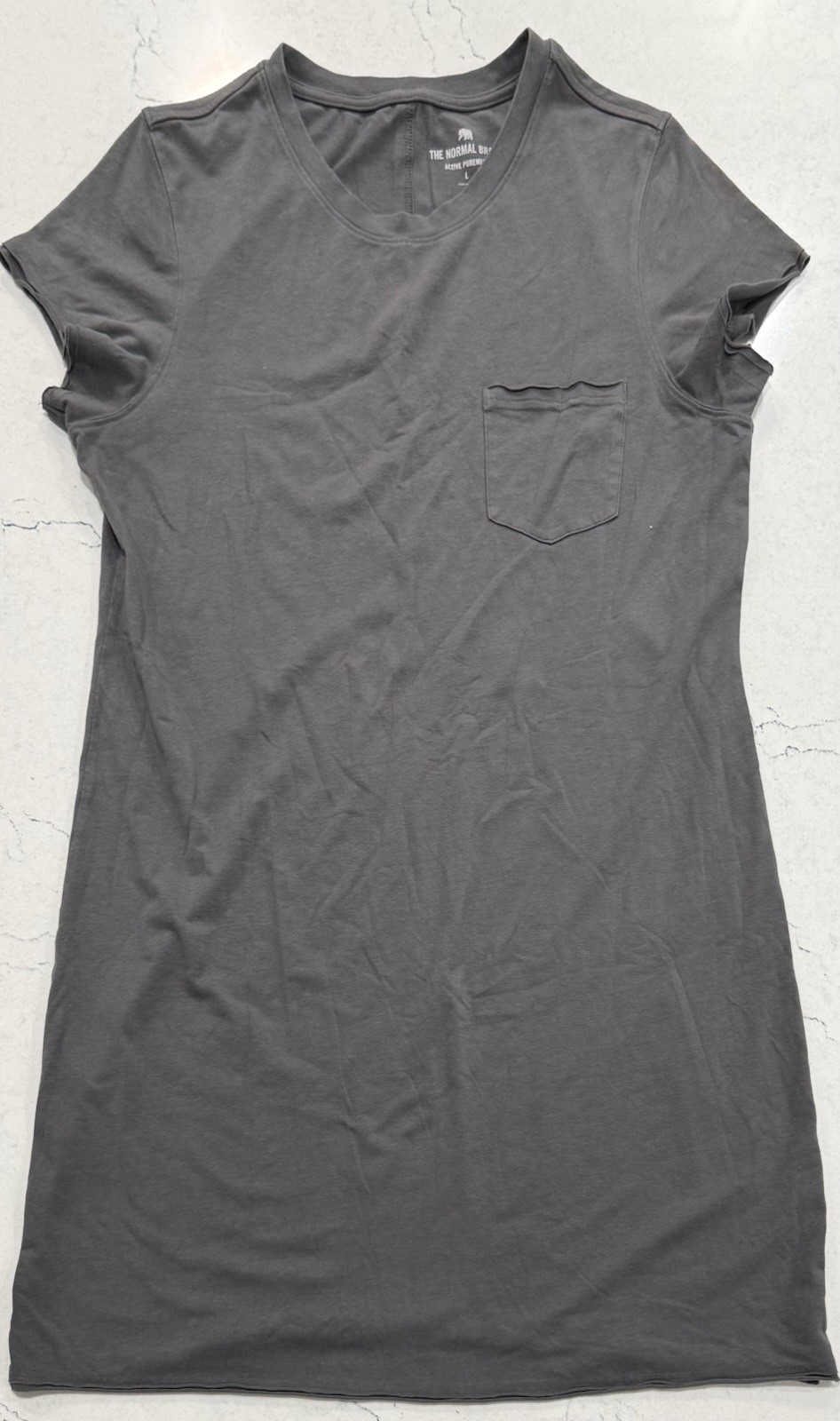 The Normal Brand Gray Short Sleeve Pocket Knit T-Shirt Dress Women’s L