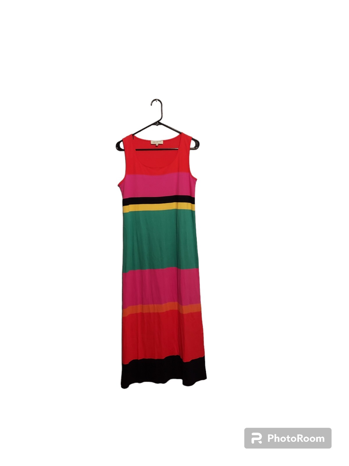 Y2K Coachella Boho Maxi Dress M Multicolor Stripe Beachy Sleeveless Festival