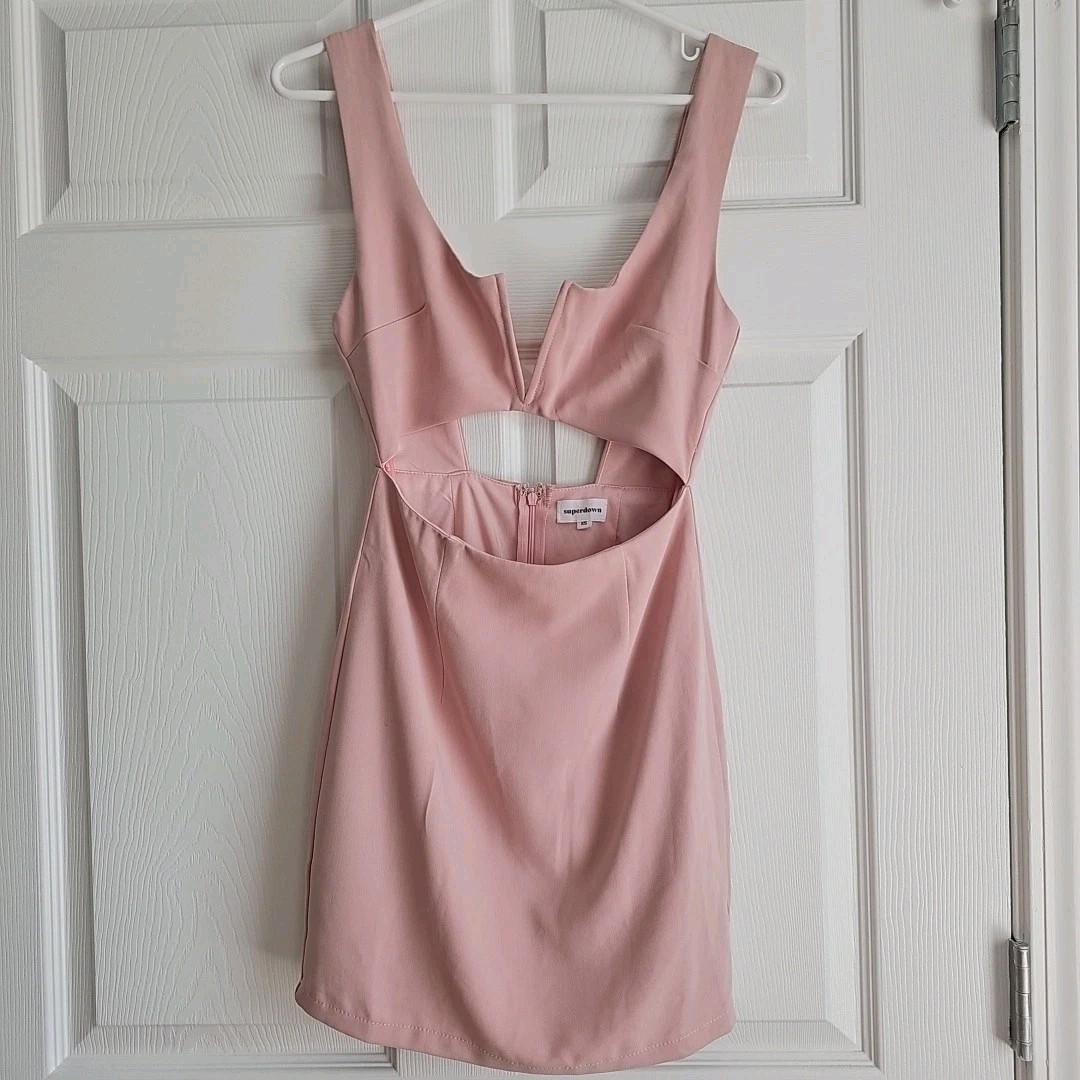 Superdown Corin Mini Dress Pink Preppy Summer Party Going Out Cocktail Cutout XS