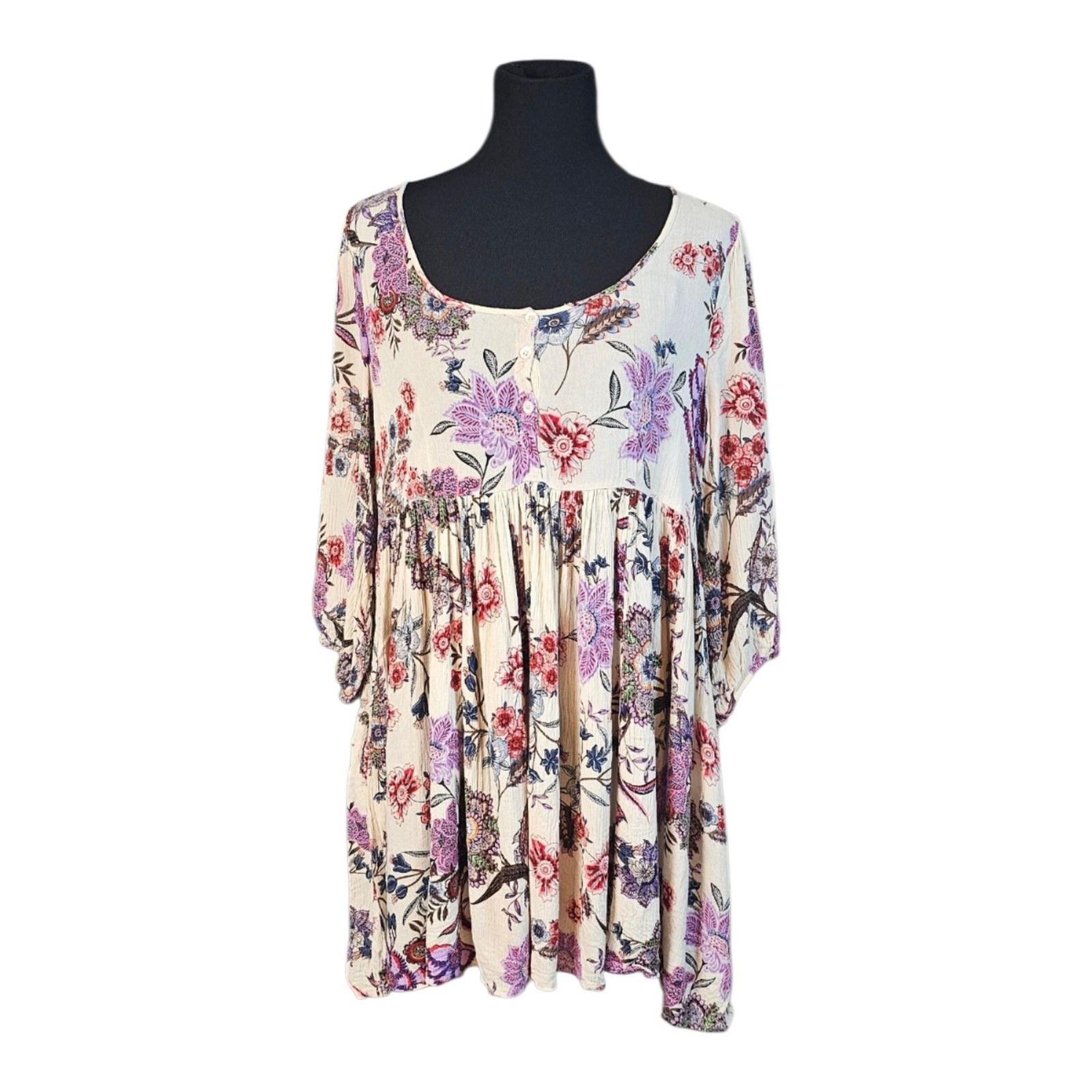 Altar’d State Floral Babydoll Dress Boho Cottagecore Balloon Sleeve Large
