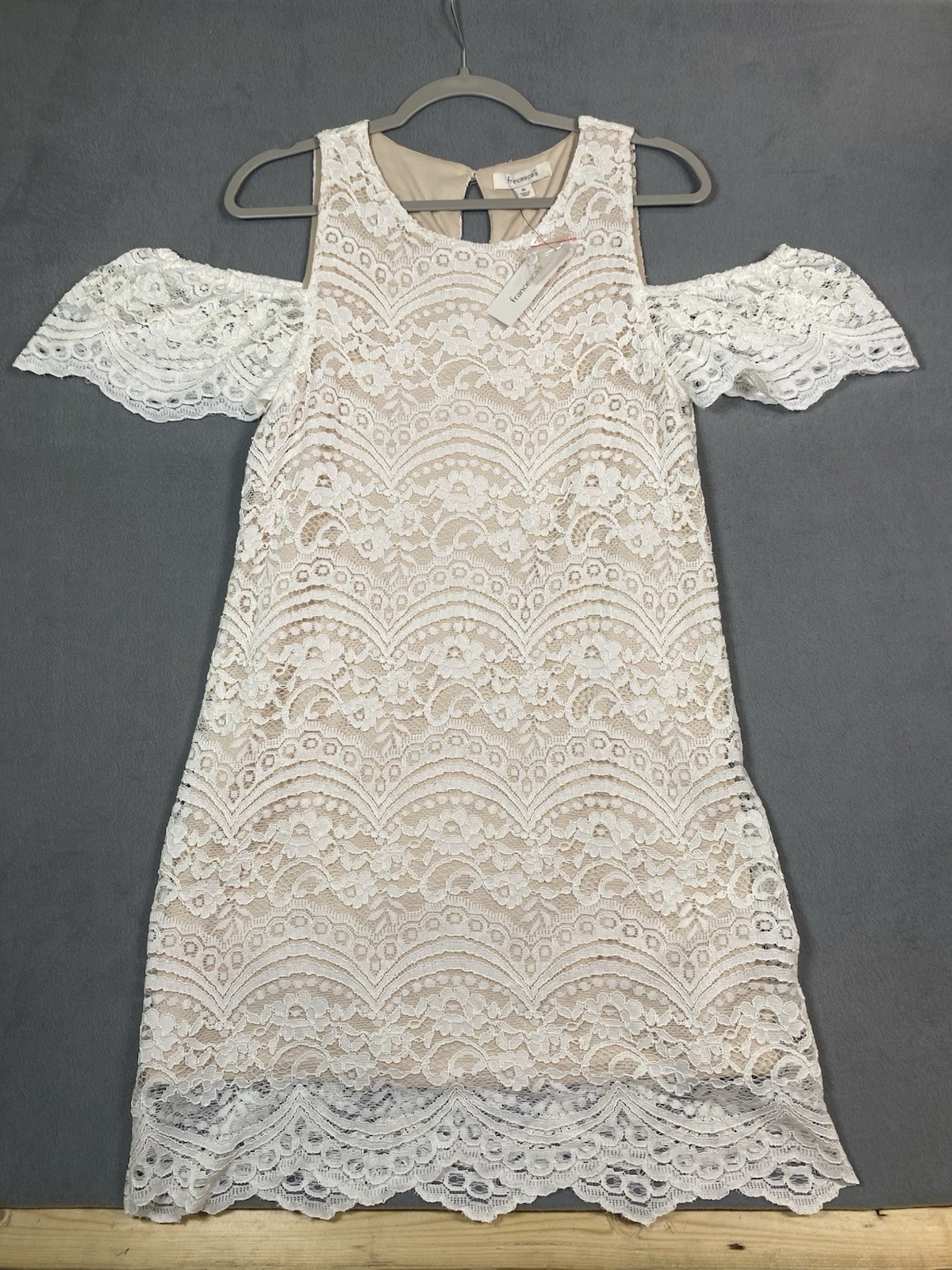 NWT Francesca Cold Shoulder Lined Lace Romantic Dress Short Size Medium Floral