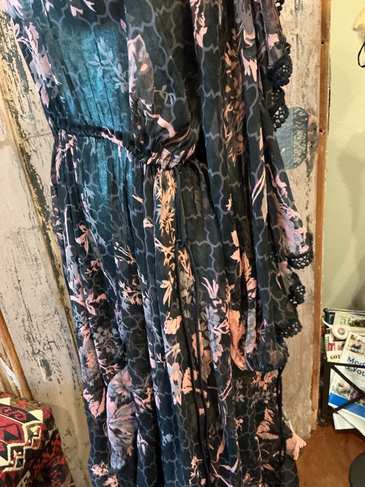 ASOS floral Gothic witchy Sheer ruffle sleeves embroidered edges Fairytale