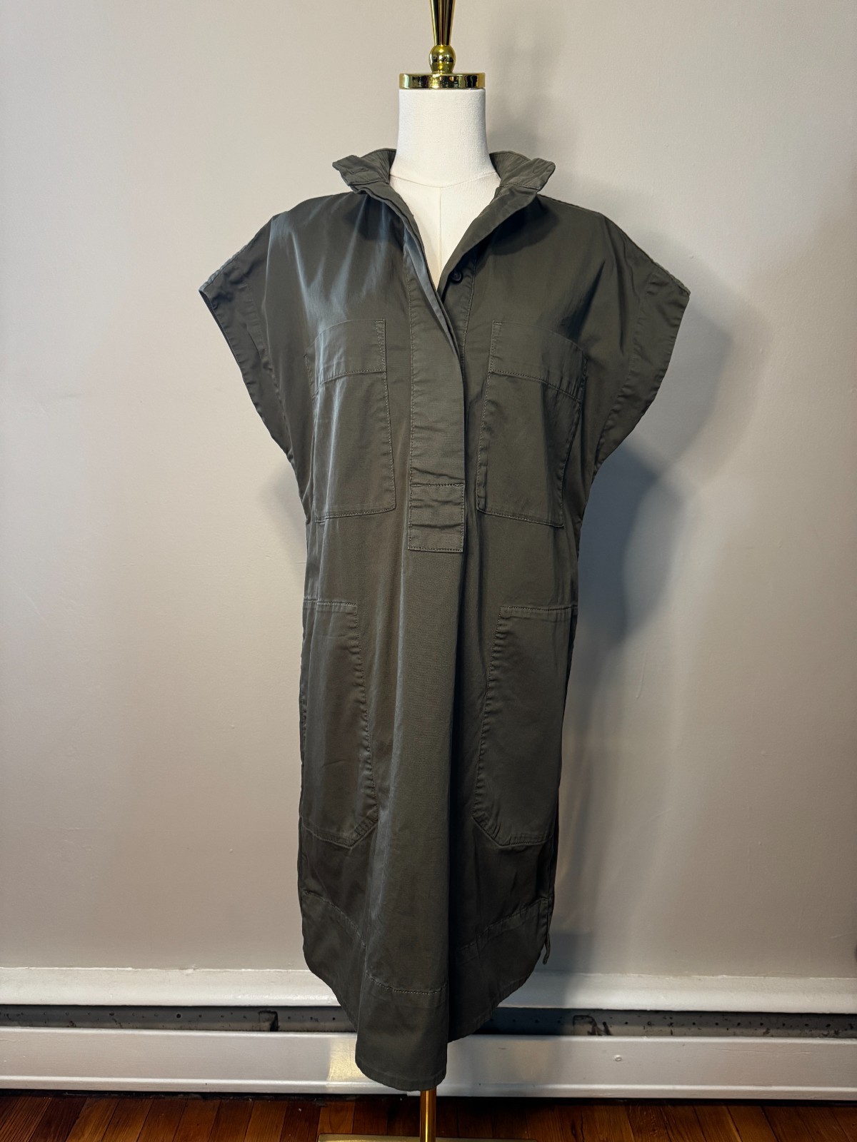 EVERLANE 2026 Easy Workwear Dress Olive Green Oversized Women’s Size Small