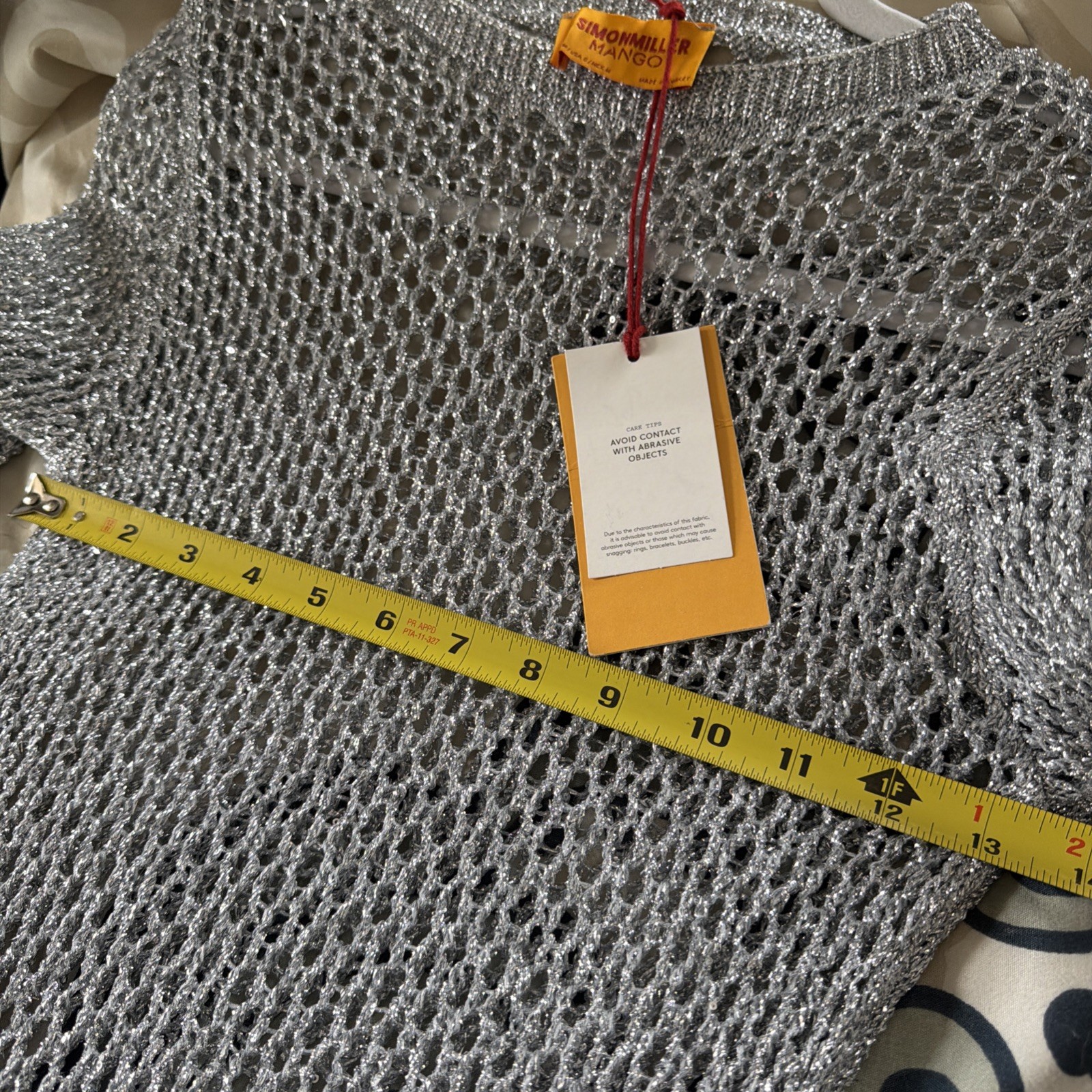 Simon Miller x Mango Silver metallic stretch mesh | fishnet maxi | cover-up sz 6