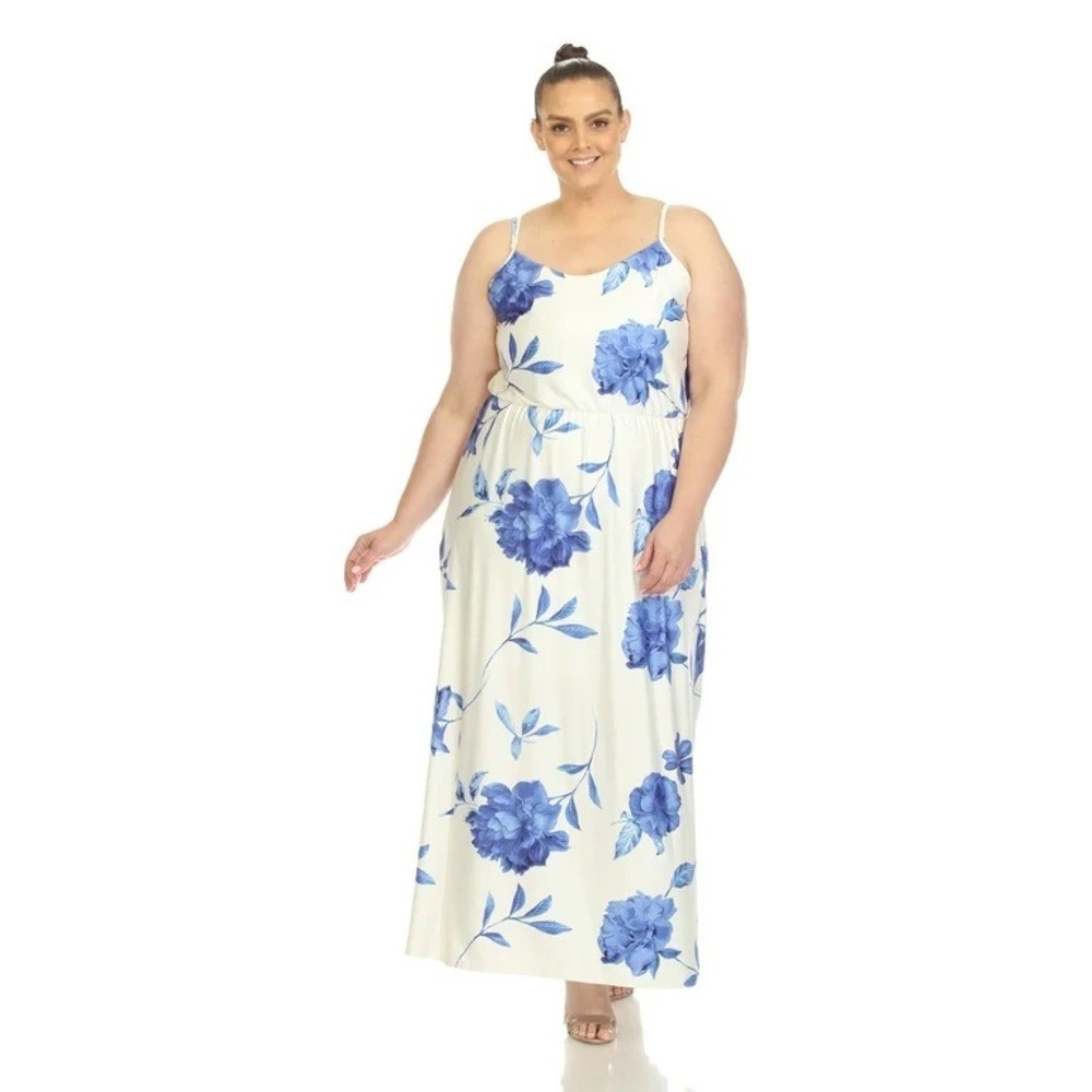 Mark Women’s White and Blue Floral Maxi Dress