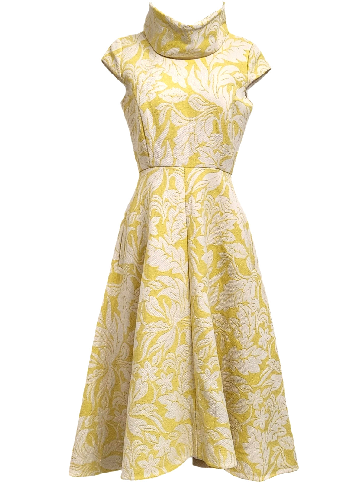 $6,490 Suzannah London Damask Blythe Dress Wool Silk Jacquard Sculpt Funnel Neck