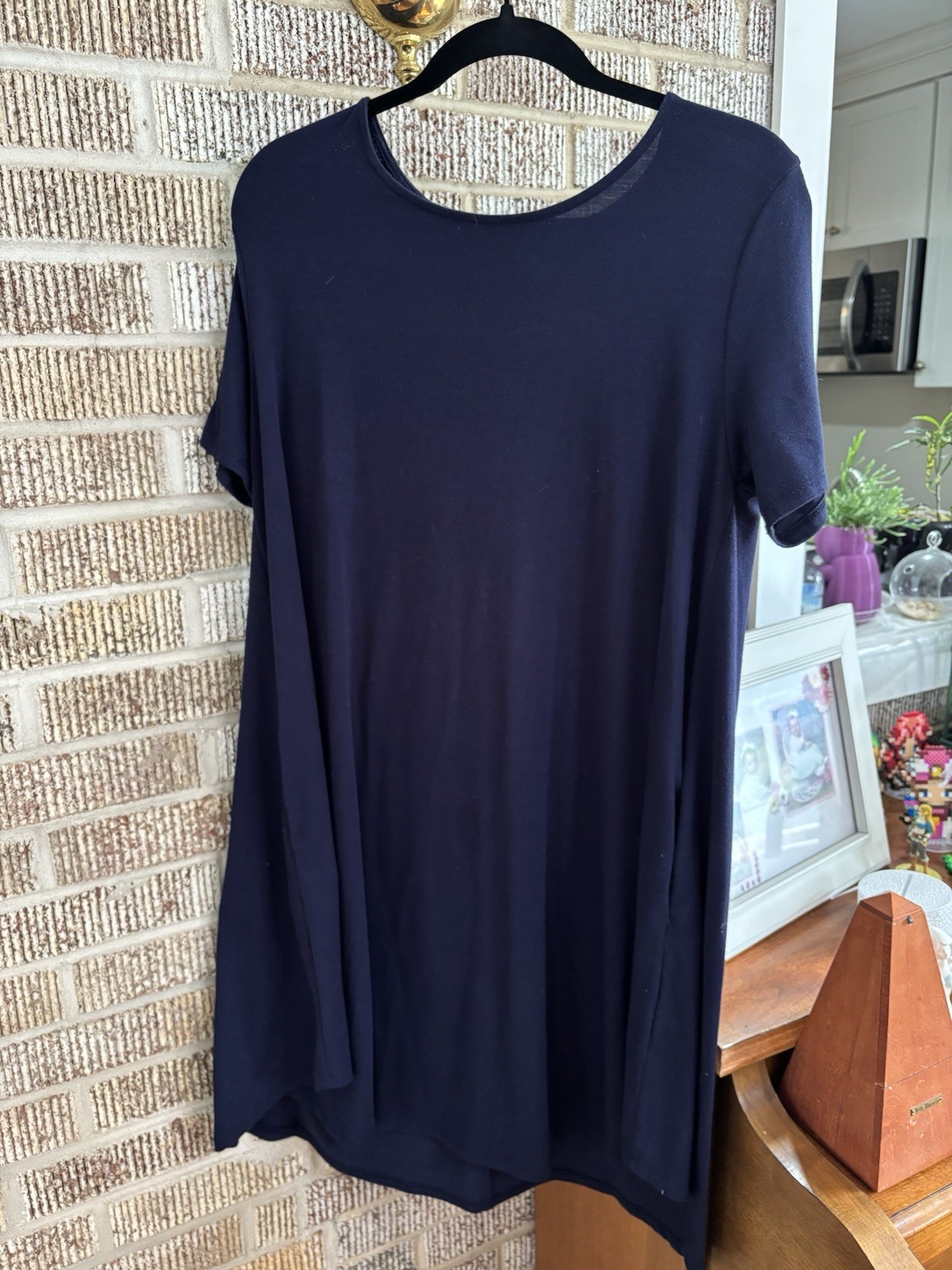 Zenana Premium Knee Length Navy Blue T-shirt Dress With Pockets. Super Comfy XL