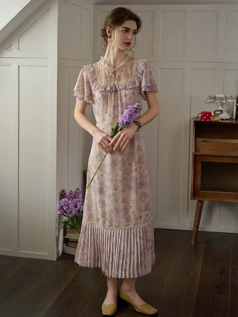 Grace Stand Collar Lace Dress Size Small