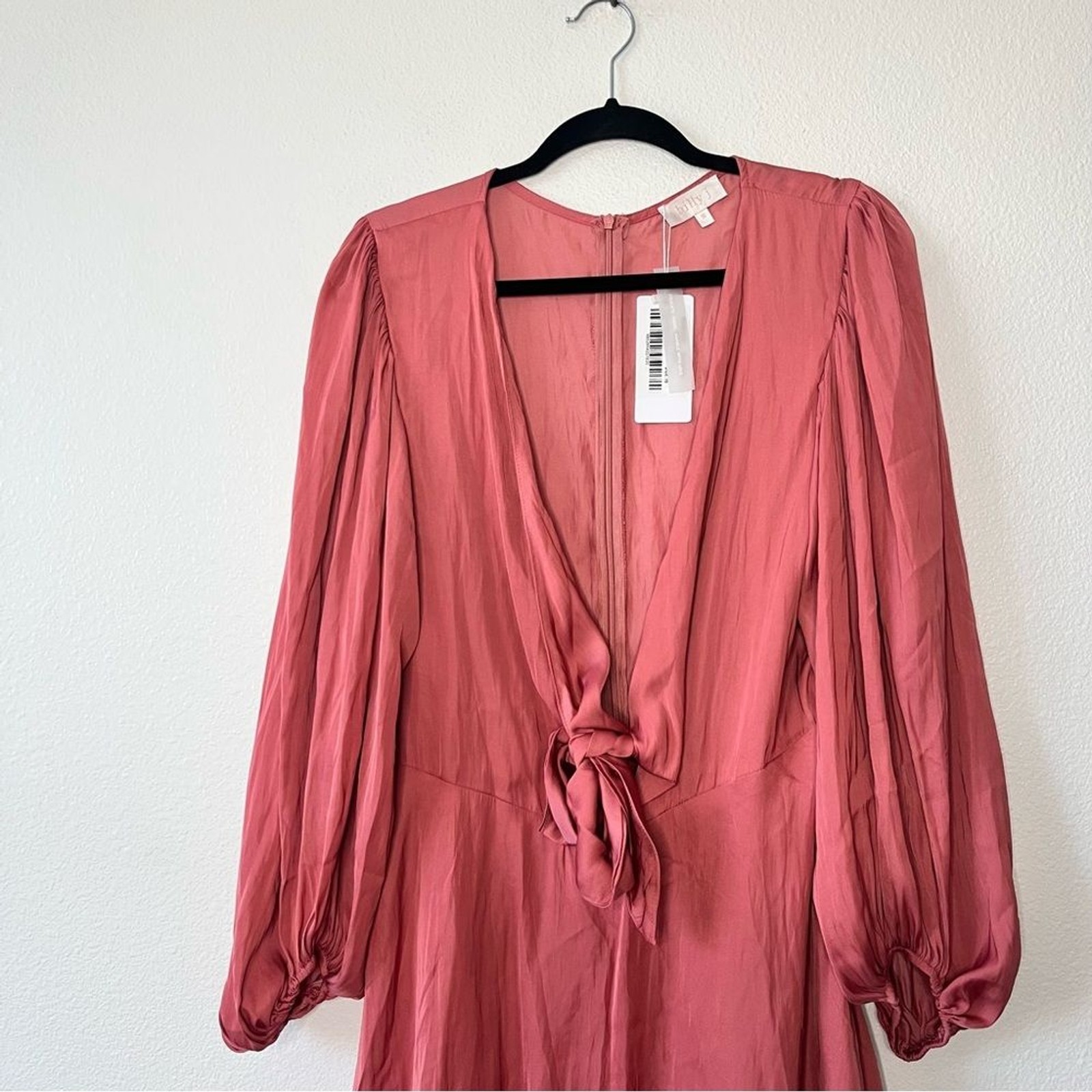 NWT Billy J Sola Satin A-line Mini Dress Long Sleeve in Baked Rose Size 16
