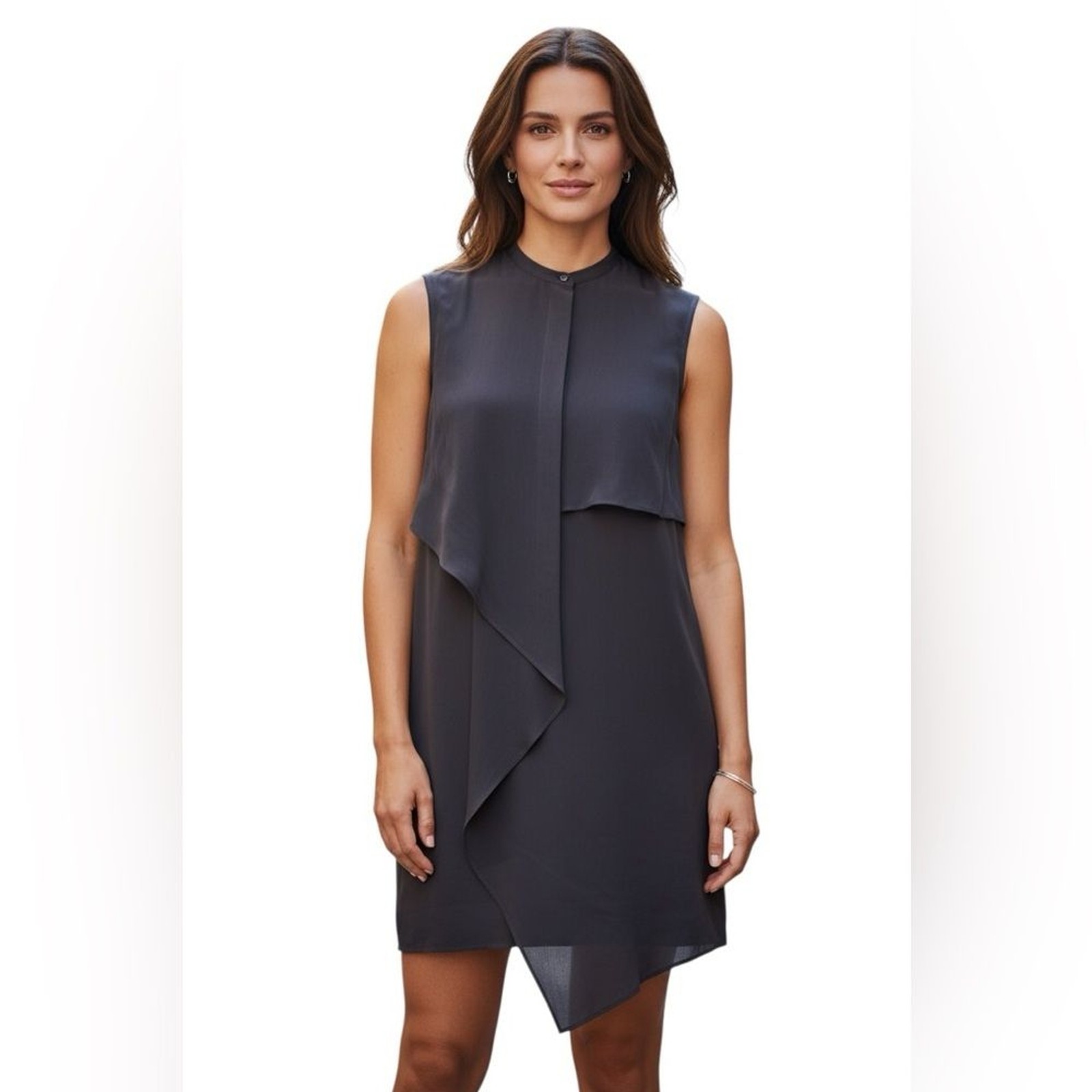 3.1 PHILLIP LIM SILK SLEEVELESS DRAPING WATERFALL SHEATH SHIFT DRESS 6