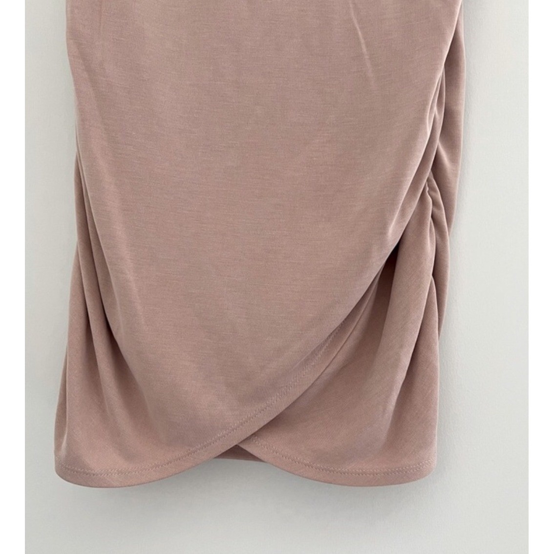 Express Ruched Bodycon T Shirt Dress Beige XS Short Sleeve Casual Everyday