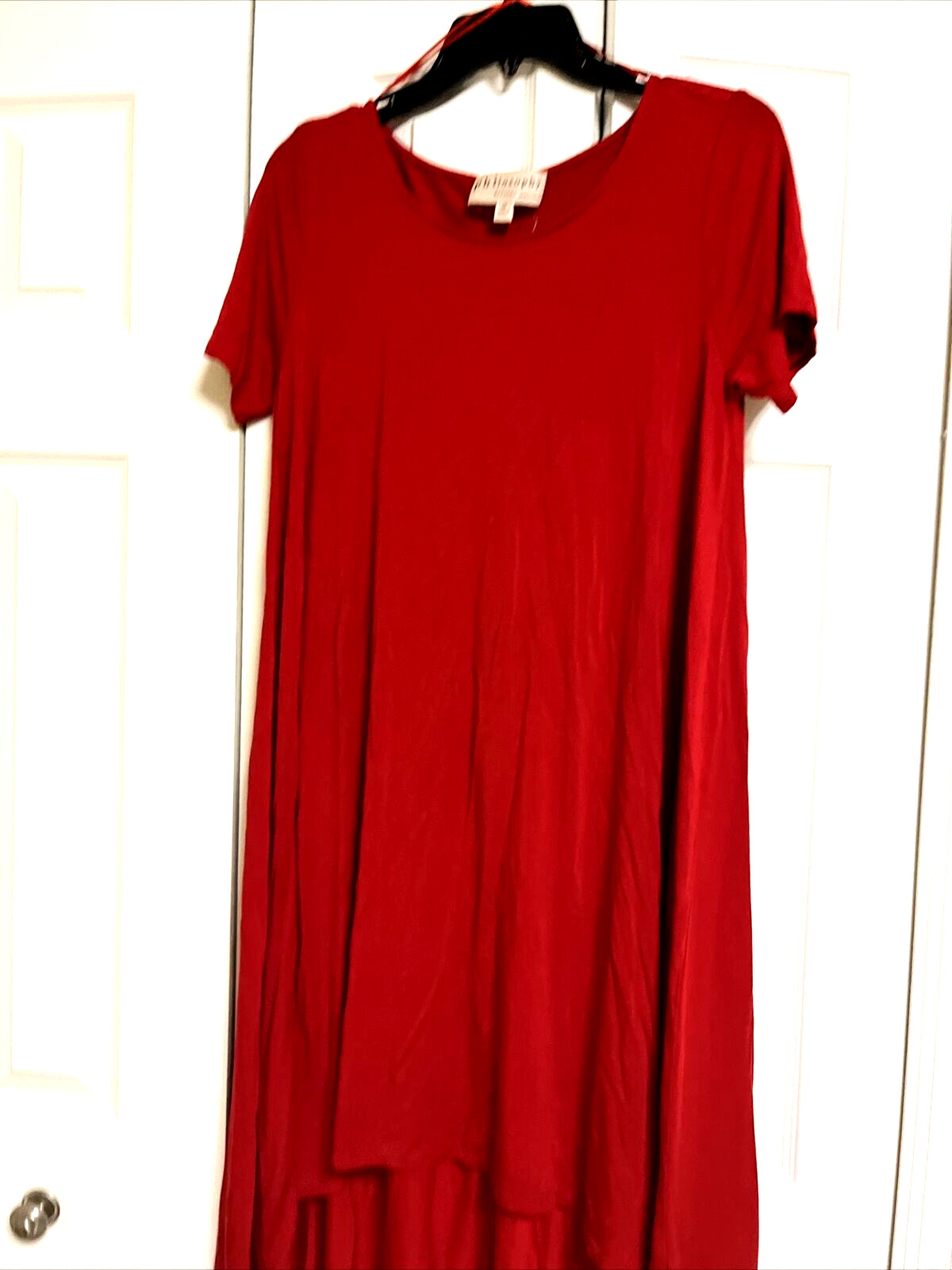 Philosophy Scarlet Red Stretch Short Sleeve Hi- Low T-Shirt A-Line Dress Size M