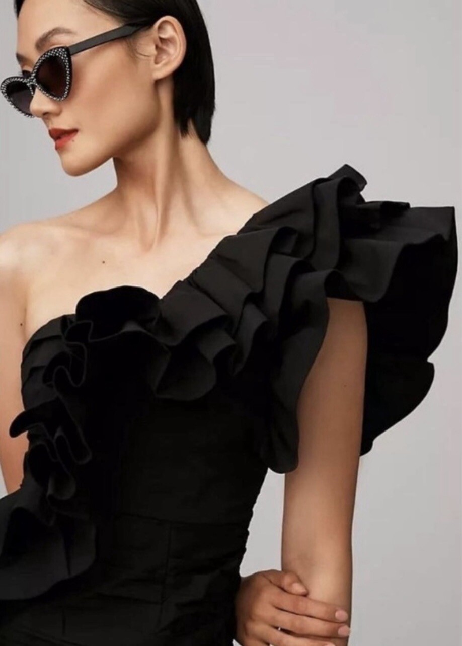 CELIA B Anthropologie KAIA Ruffle Black Mini Dress size M NWT $399 SOLD OUT