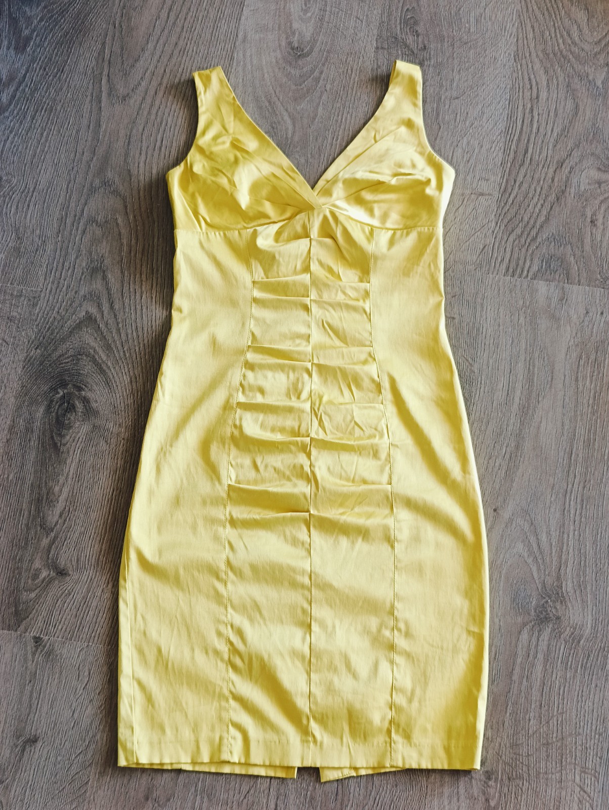 Zic Zac Dress Yellow Size S Cotton Elastane Sundress Ruched Made in Greece