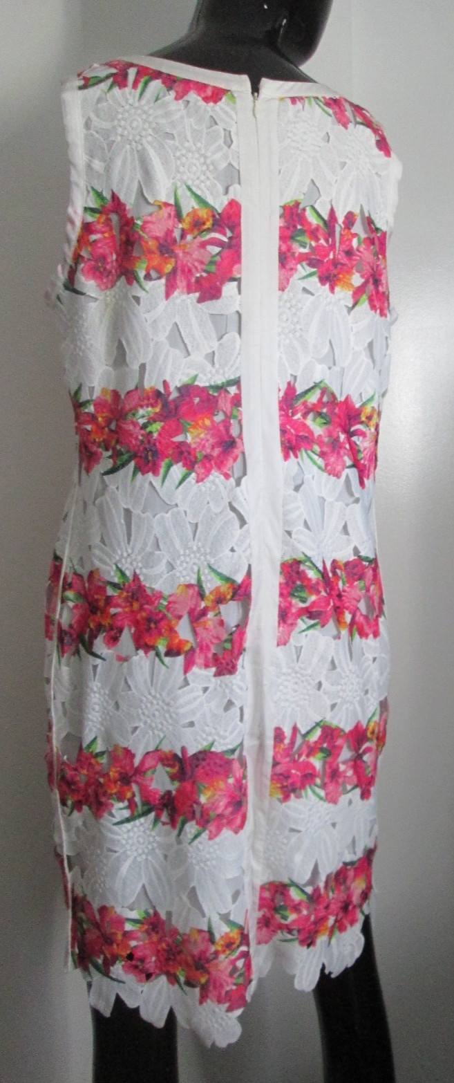 NWT Neiman Marcus Size L Cut-Out Lined Lace Floral Sheath Dress $240