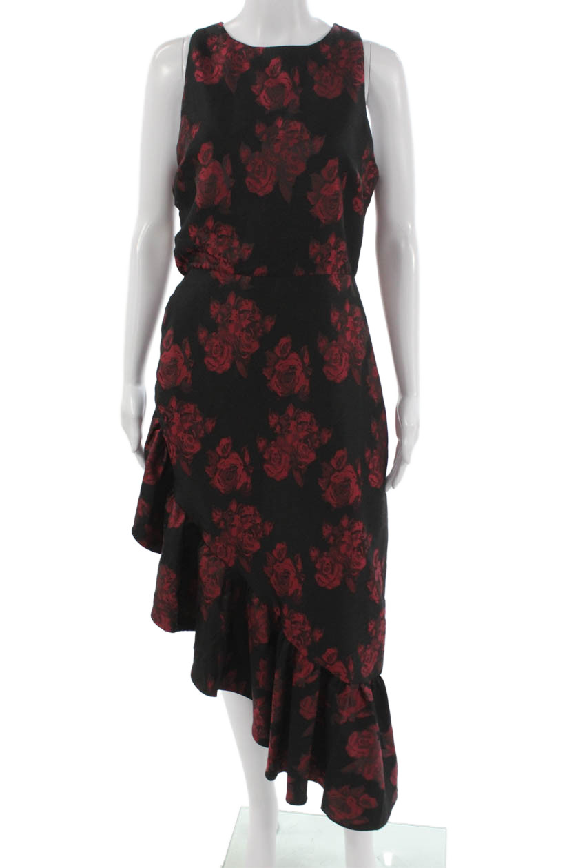 Misa Women Fit & Flare Dress Black Sleeveless Round Neck Size M