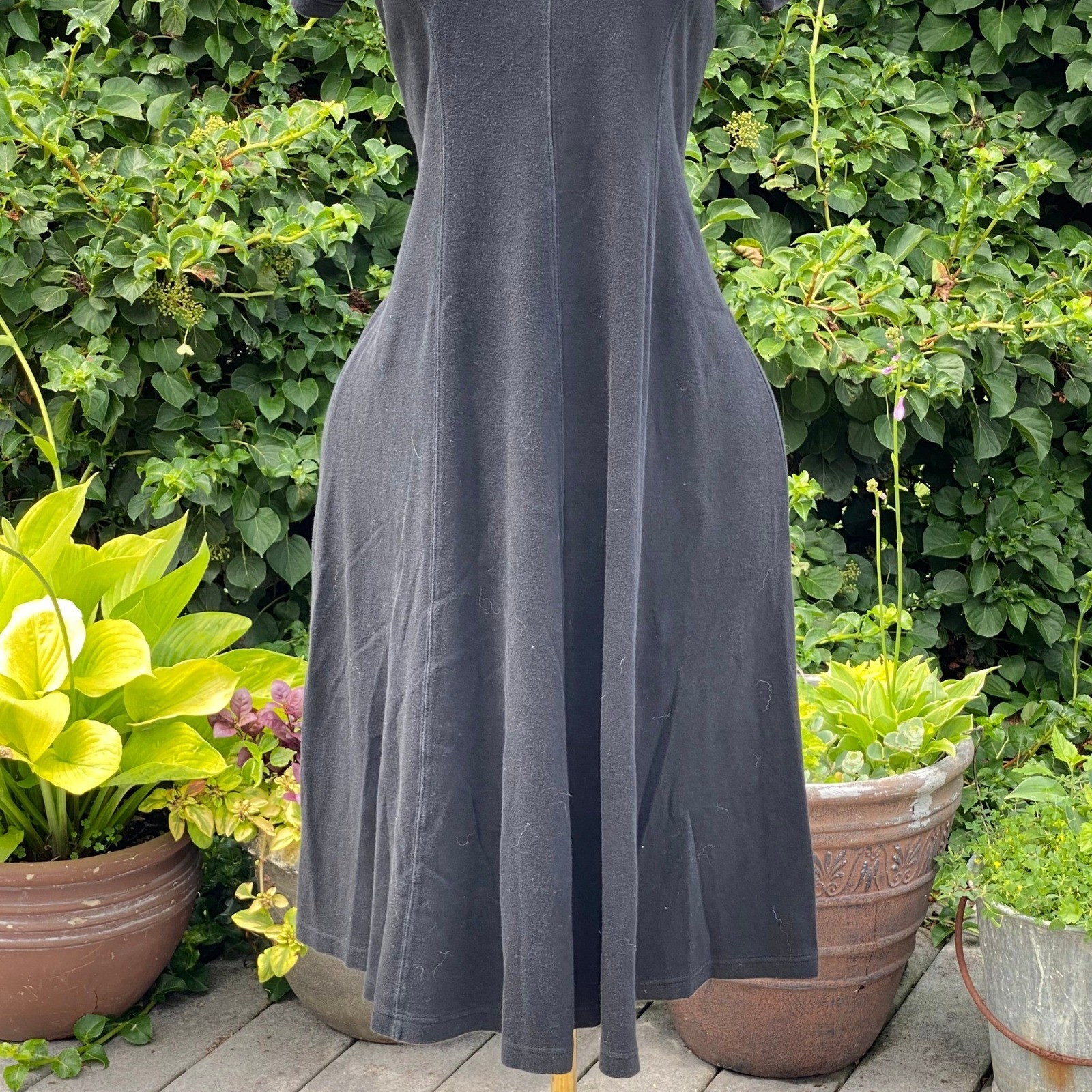 FADS 80s/90s Vintage Minimalist Black Tshirt Midi Dress Quiet Luxury Chic – PM