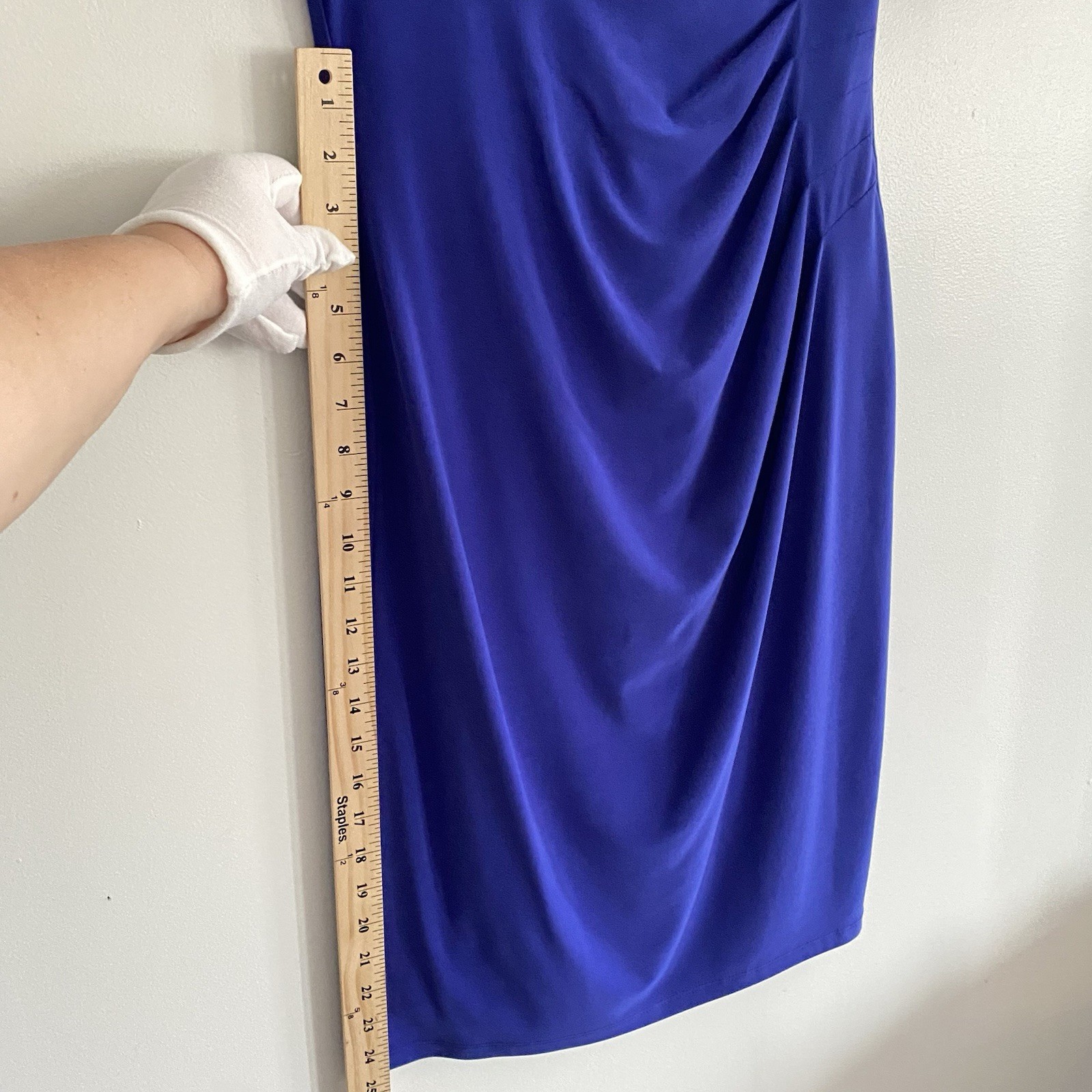 Lauren Ralph Lauren Womens 8 Cobalt Blue Draped Dress Slinky Stretch
