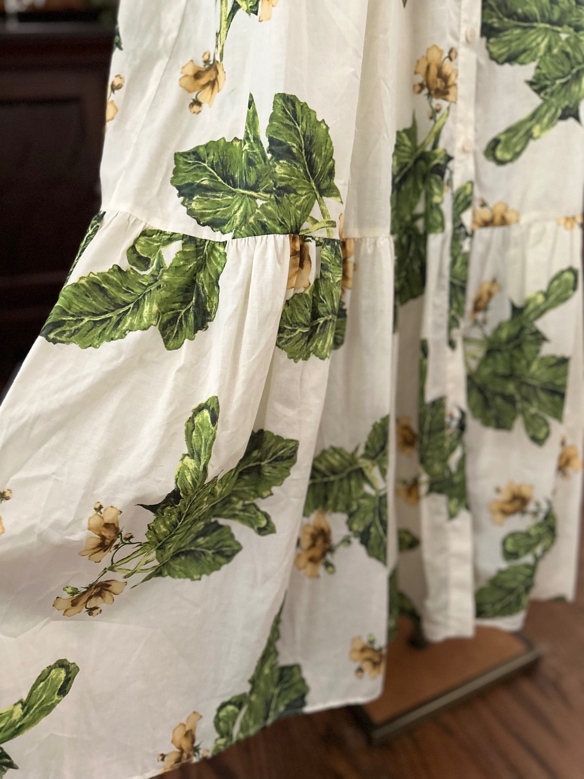 Zara Floral Cotton Button-Up Maxi Dress Size L