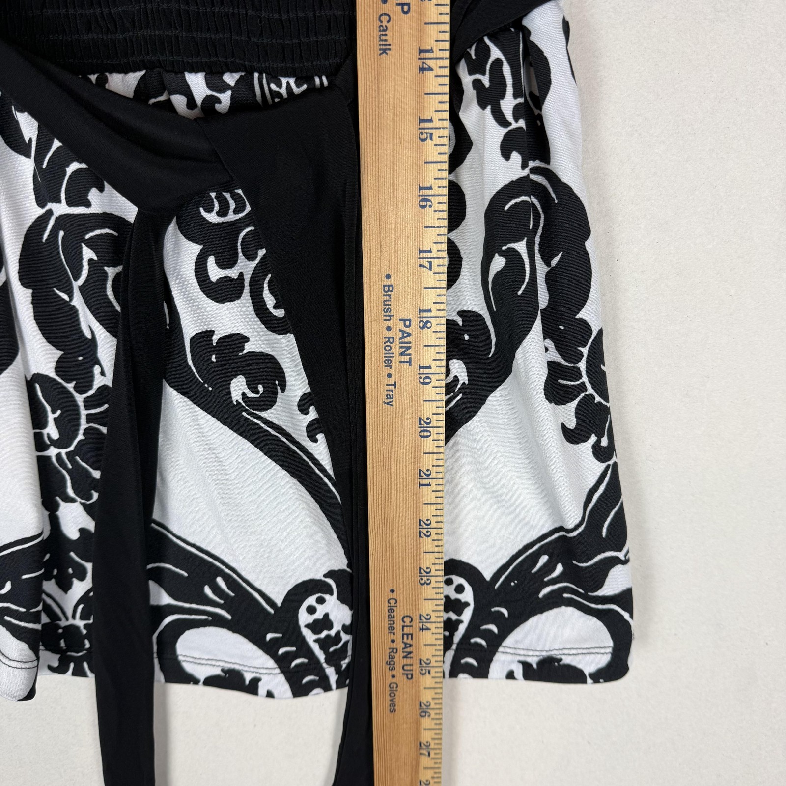 Trixxi Dress Juniors Medium Black White Floral V Neck Belted Kimono Sleeve Short