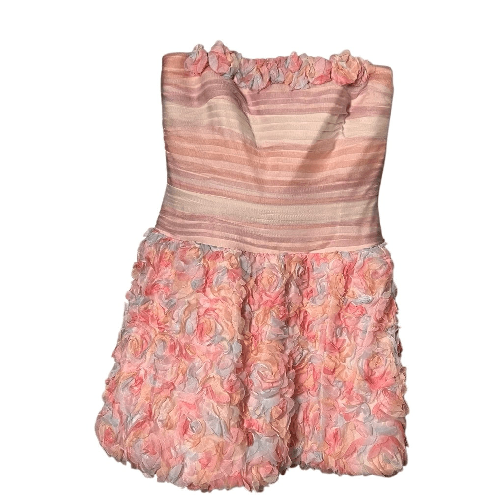 Tadashi Shoji 3D Floral Designer Cocktail Pastel Strapless Dress coquette 12