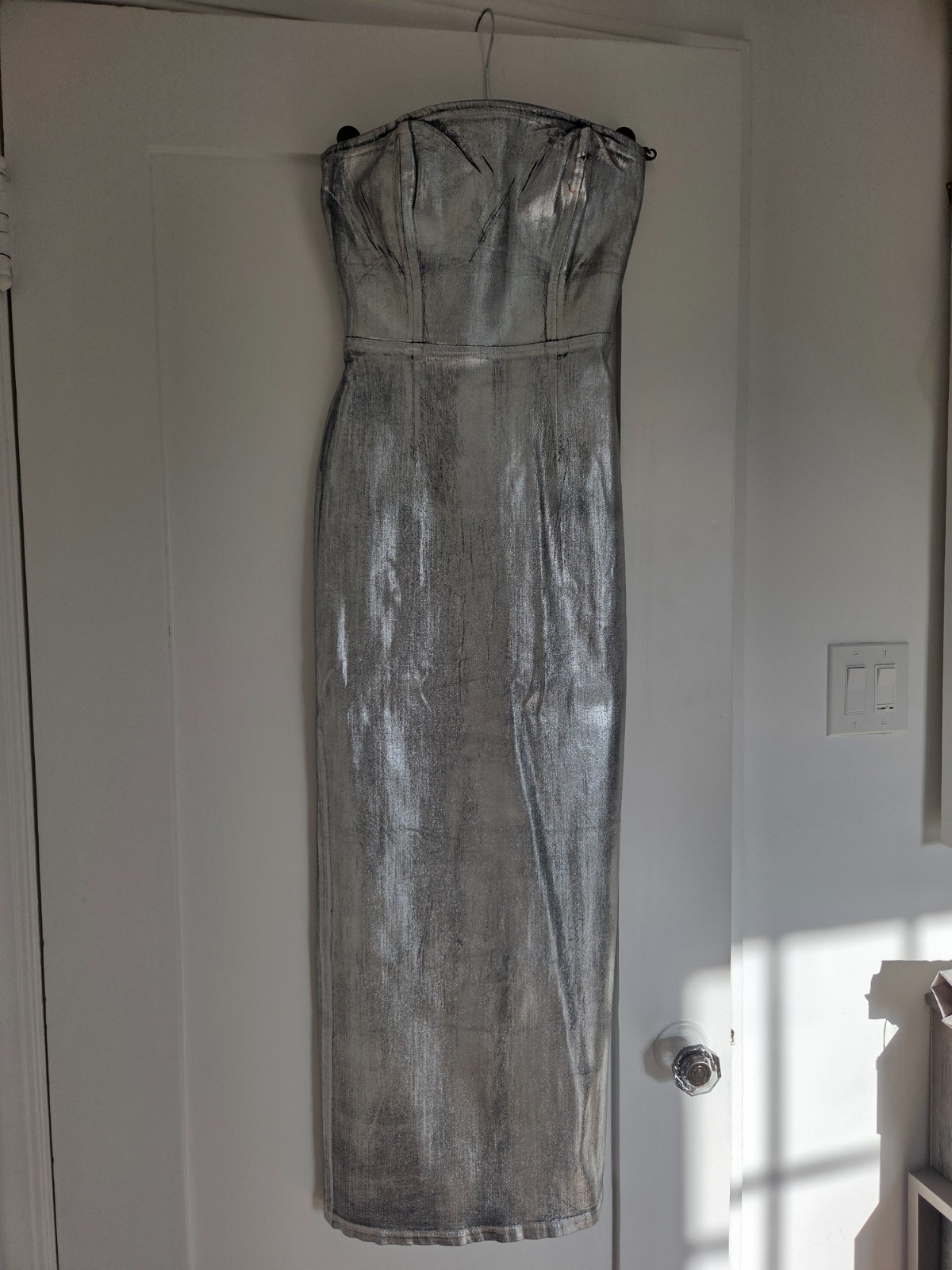 Demin silver coated long-length tube DRESS by Reformation size 2