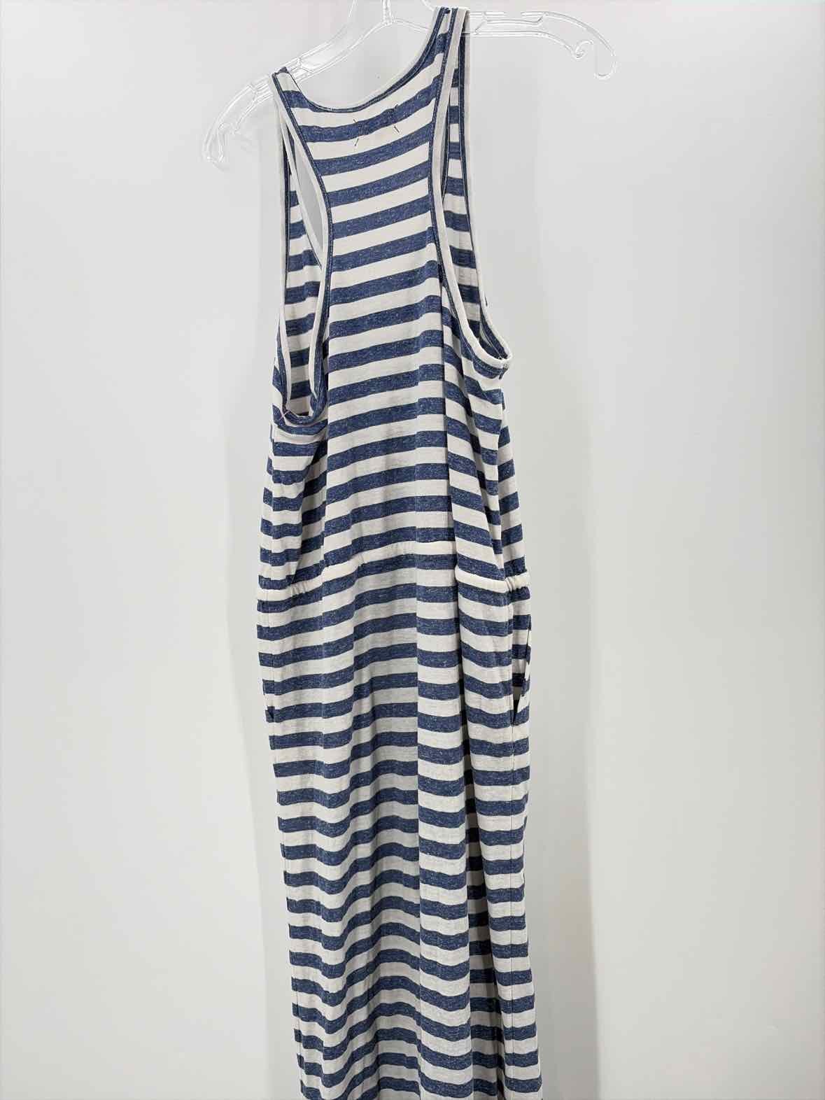 Pre-Owned Lou & Grey White Size Large Stripe Maxi Sleeveless Dress