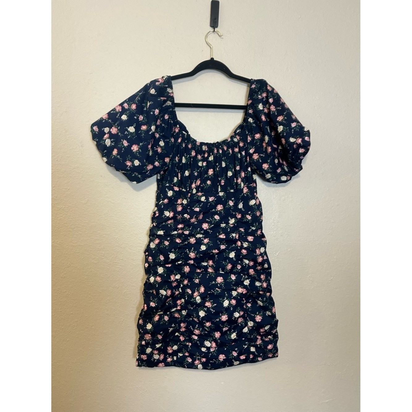 Apricot Milkmaid Dress Cottagecore Smocked Floral Mini Dress Size Large NWT