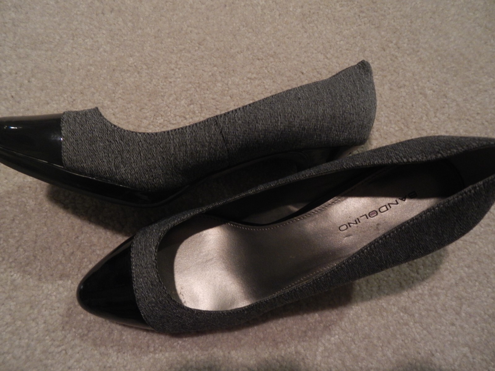 BANDOLINO GREY BLACK HEELS SIZE 8.5 BD7VINE WORN ONCE CLEAN