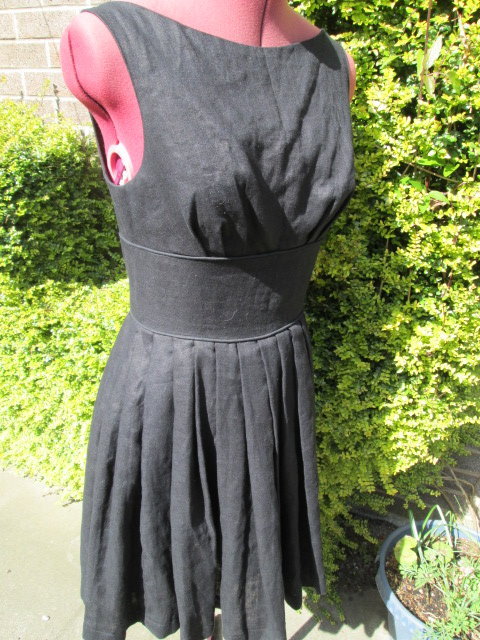 NEW-DIG FOR VICTORY-CUSTOM MADE BLACK LINEN PROM / SPL OCCASION DRESS-8 -£120.