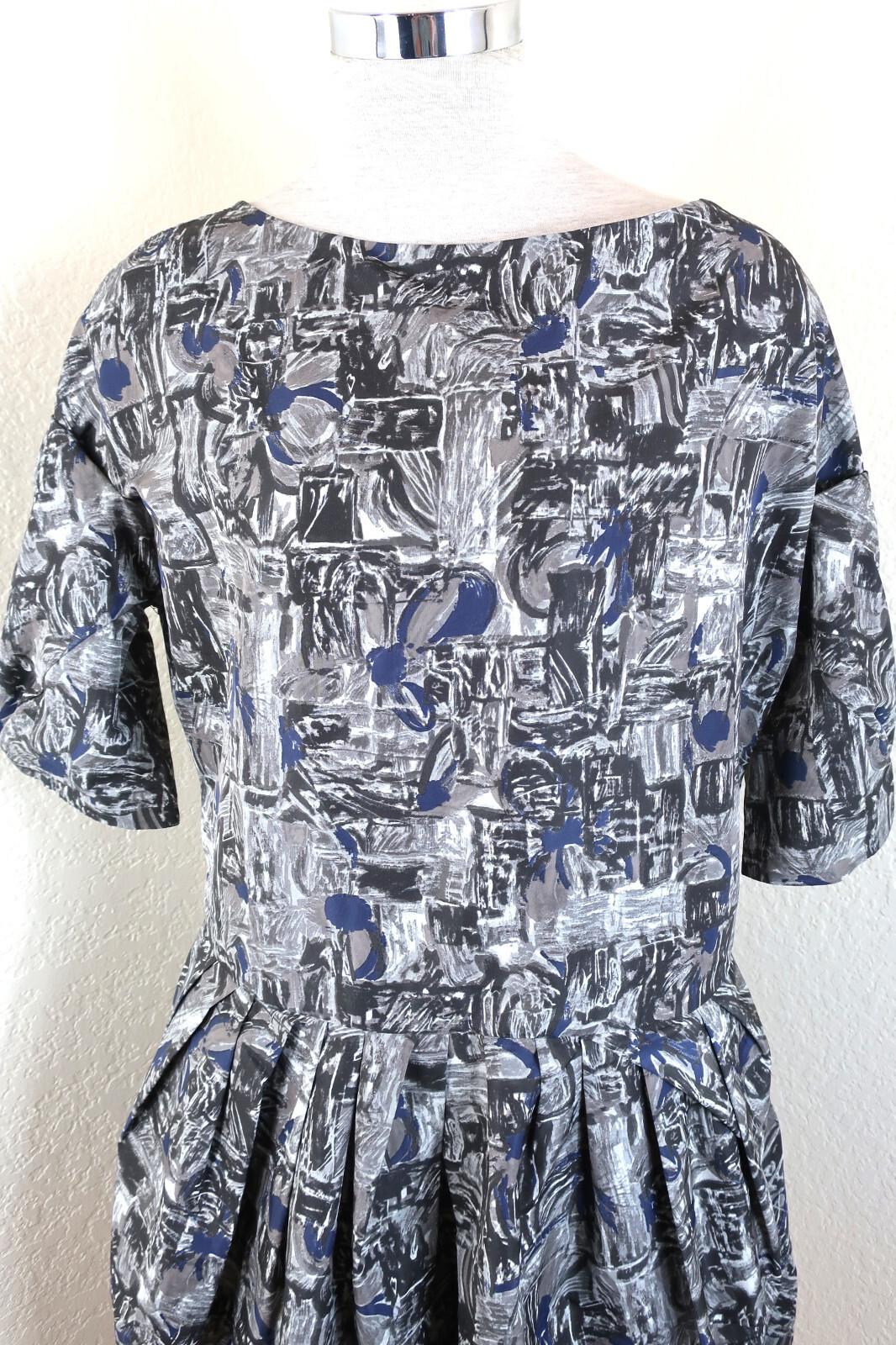 MARNI Grey Puff Sleeves Balloons Polyester Sheath Mini Dress Small Med 40 6 7 8
