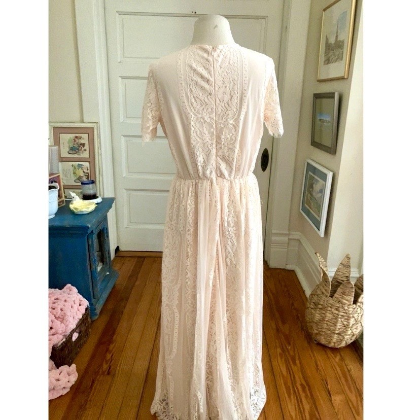 NWT Blencot dress Lace Maxi Short Sleeve peach Boho coastal cowboy Sz m