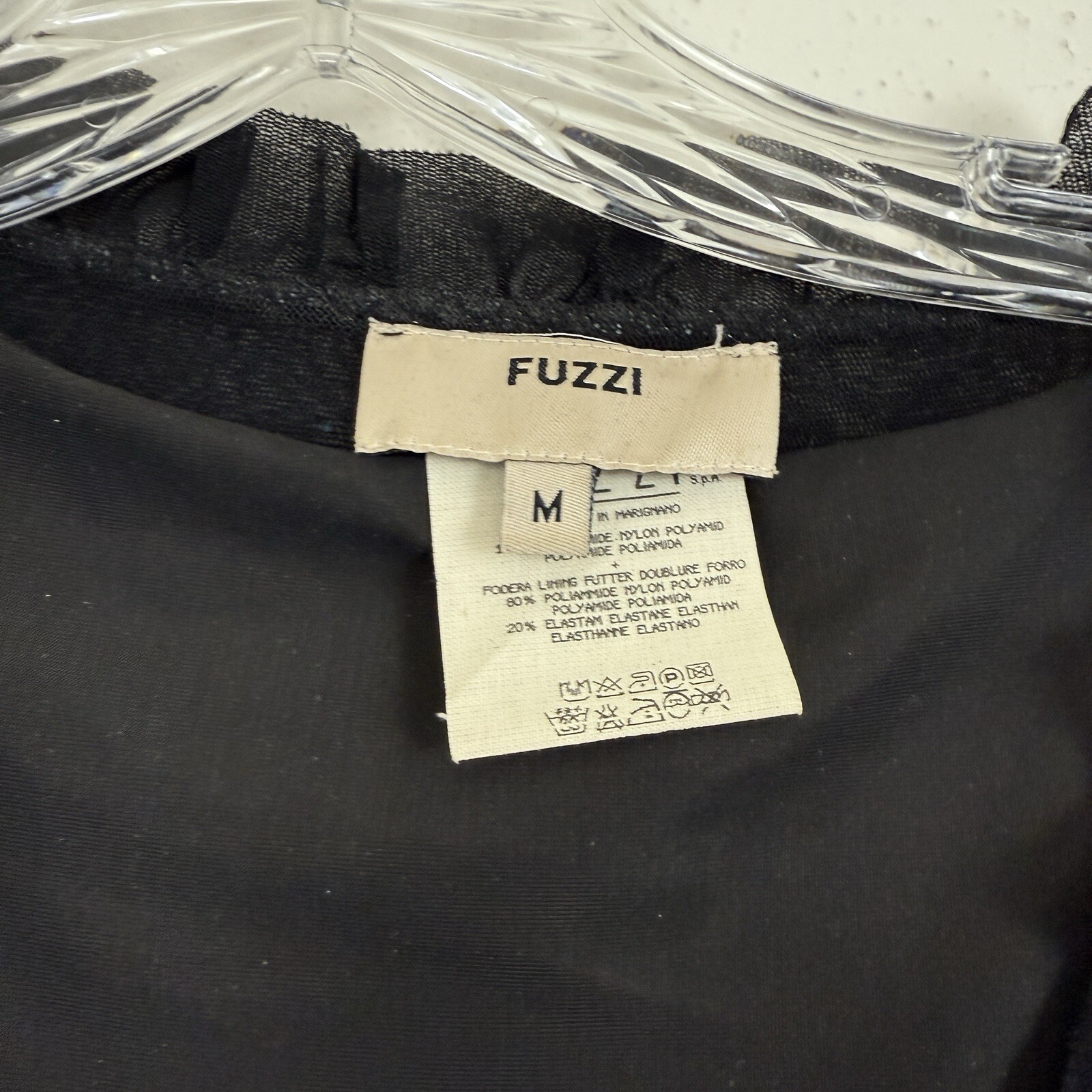 FUZZI Whimsigoth Tiered Dress Sz M Italy Black Mesh Fit Flare Layered Witchy