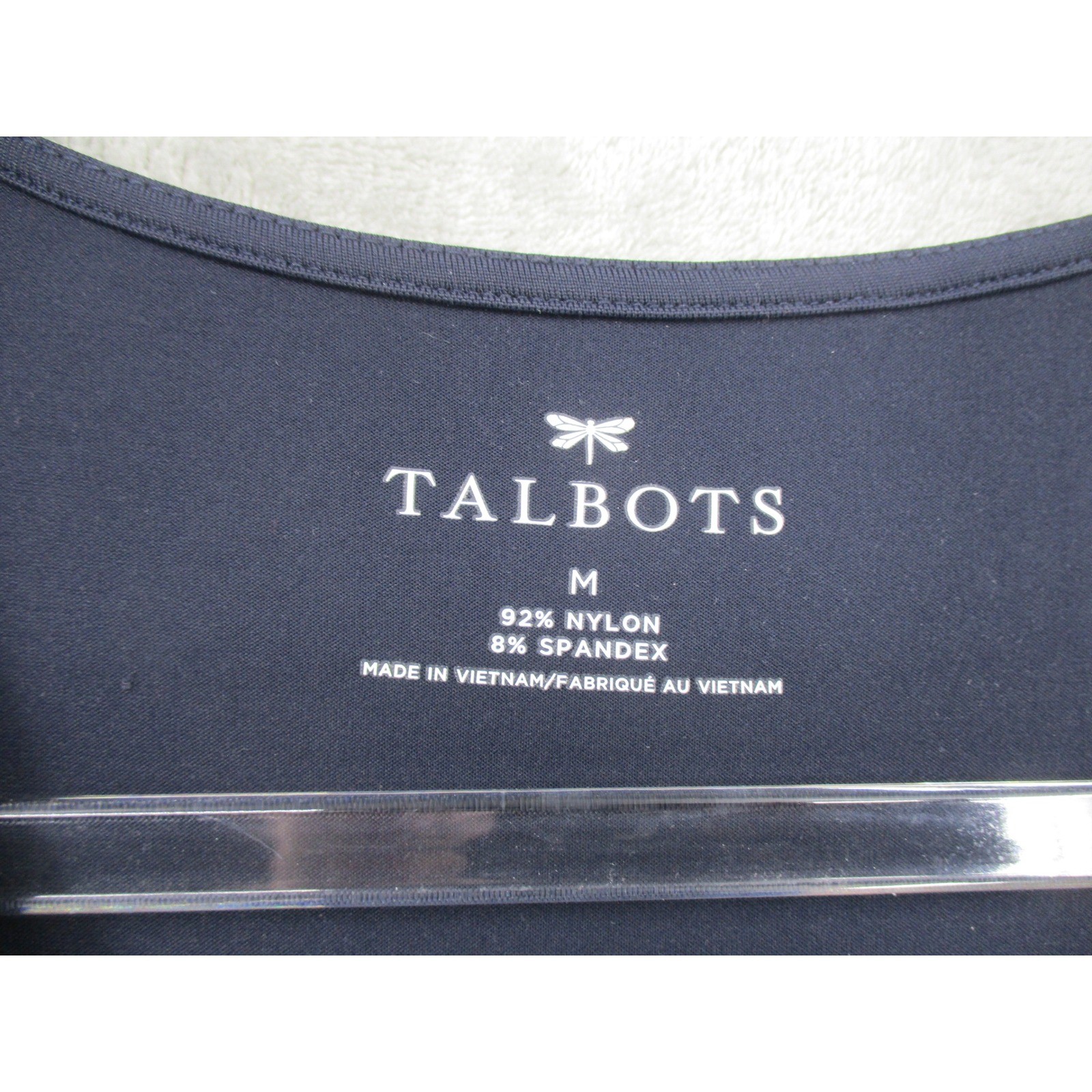 Talbots Dress Womens Medium Stretch Knit Cooling Side Zip Navy Office Career