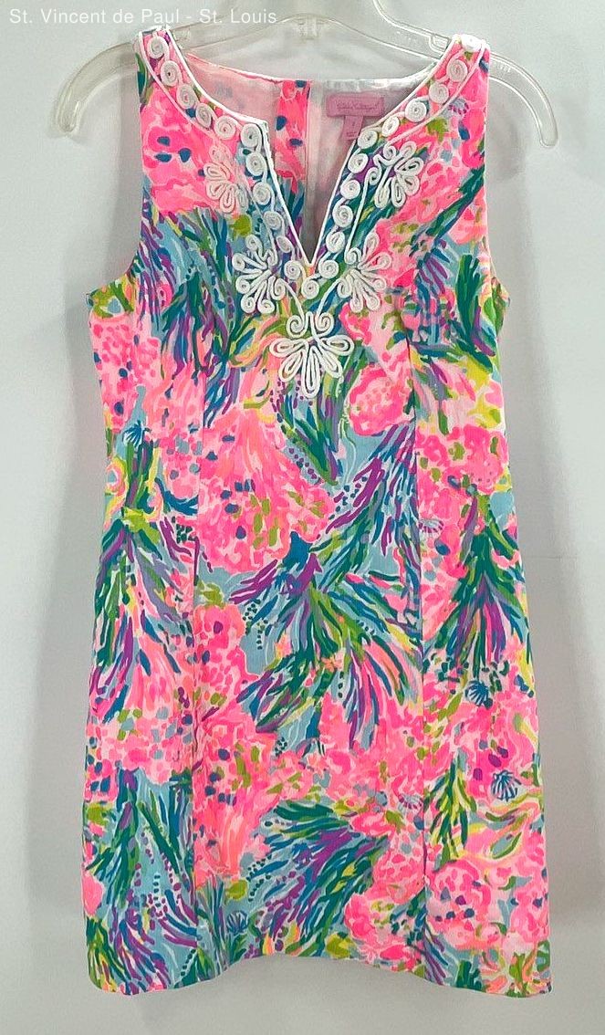 Lilly Pulitzer Womens Gabby Stretch Dress Floral Fan Sea Pants Shift Size 2