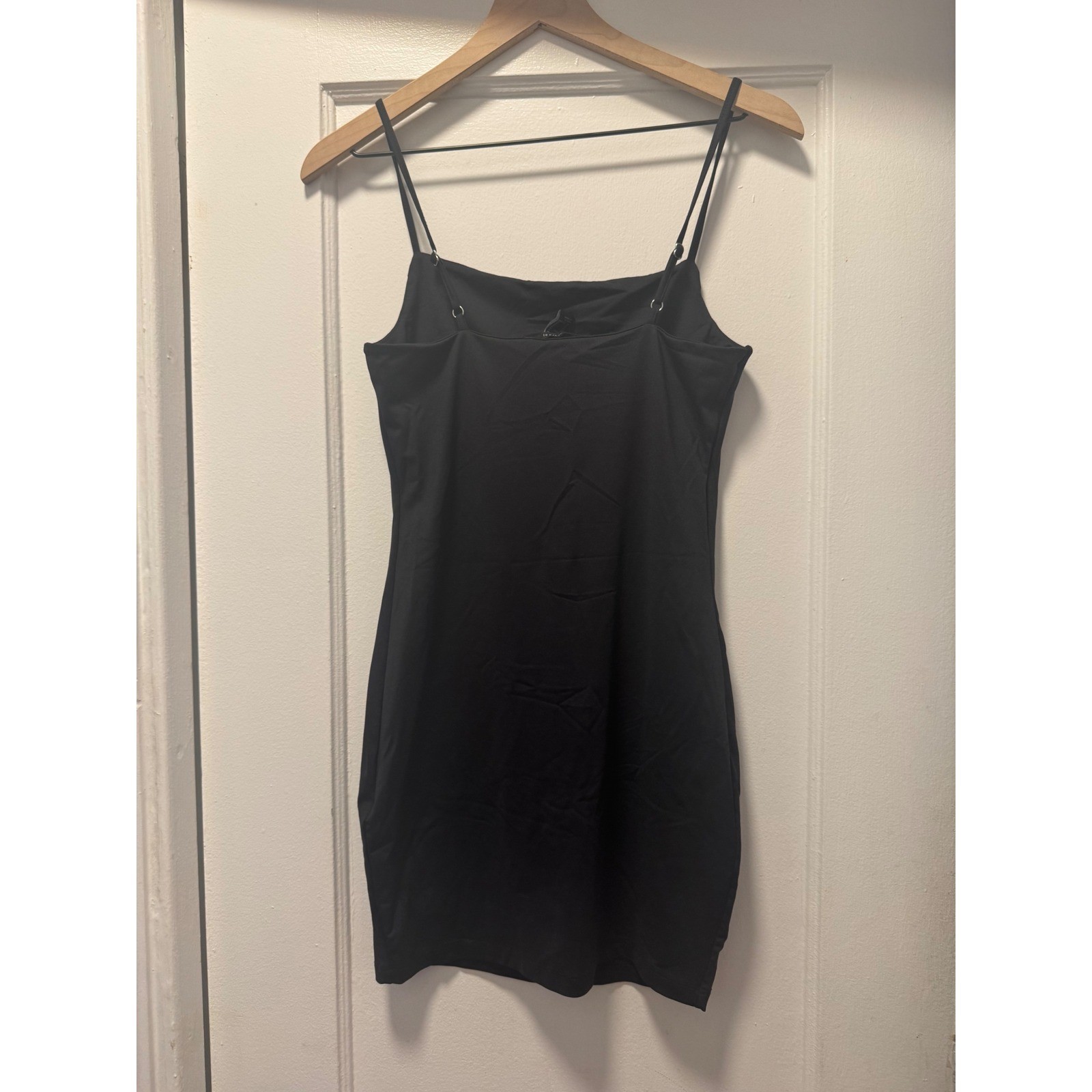 Forever 21 Black Bodycon Mini Dress Womens Medium Spaghetti Strap LBD Solid