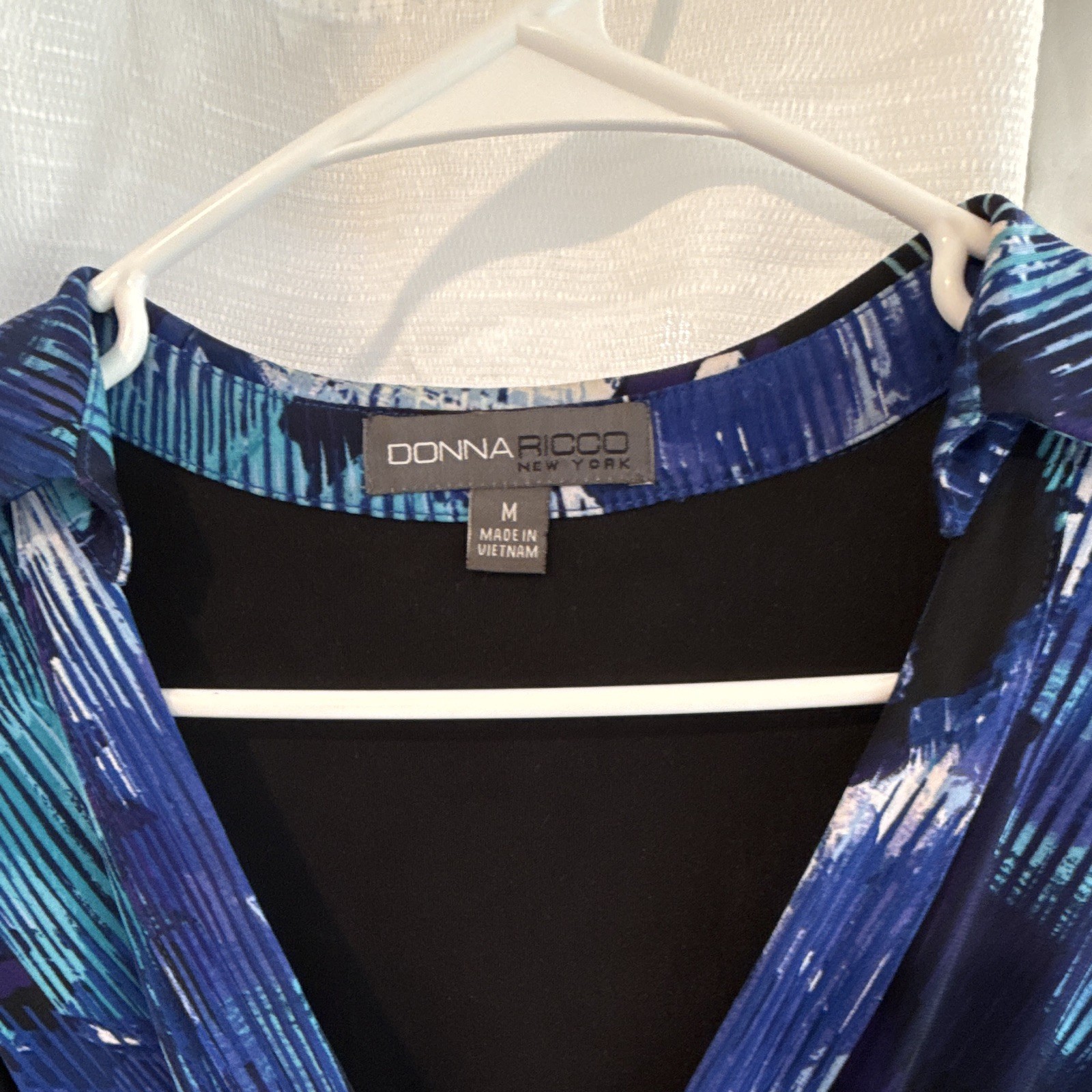 Donna Ricco New York Women’s M Abstract Wrap Dress V-Neck 3/4 Sleeve Tie