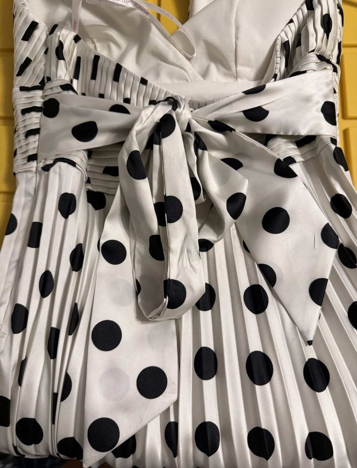 Betsey Johnson Polka Dot Halter Midi Dress Size 6 Pleated Rockabilly Retro READ