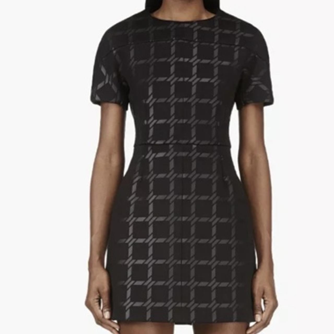 Women’s T by Alexander Wang Black Grid Print Neoprene Dress – Size 2/XS