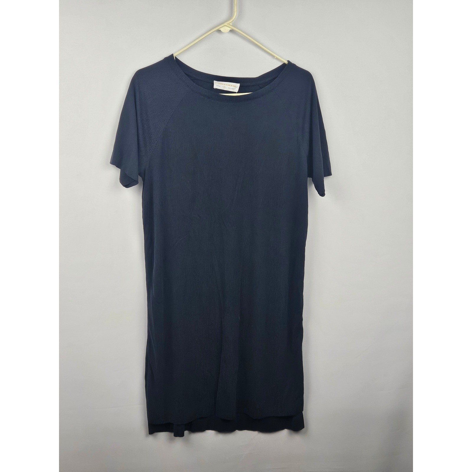 Double Zero Navy Blue Ribbed Knit Short Sleeve Shift T-Shirt Dress Medium