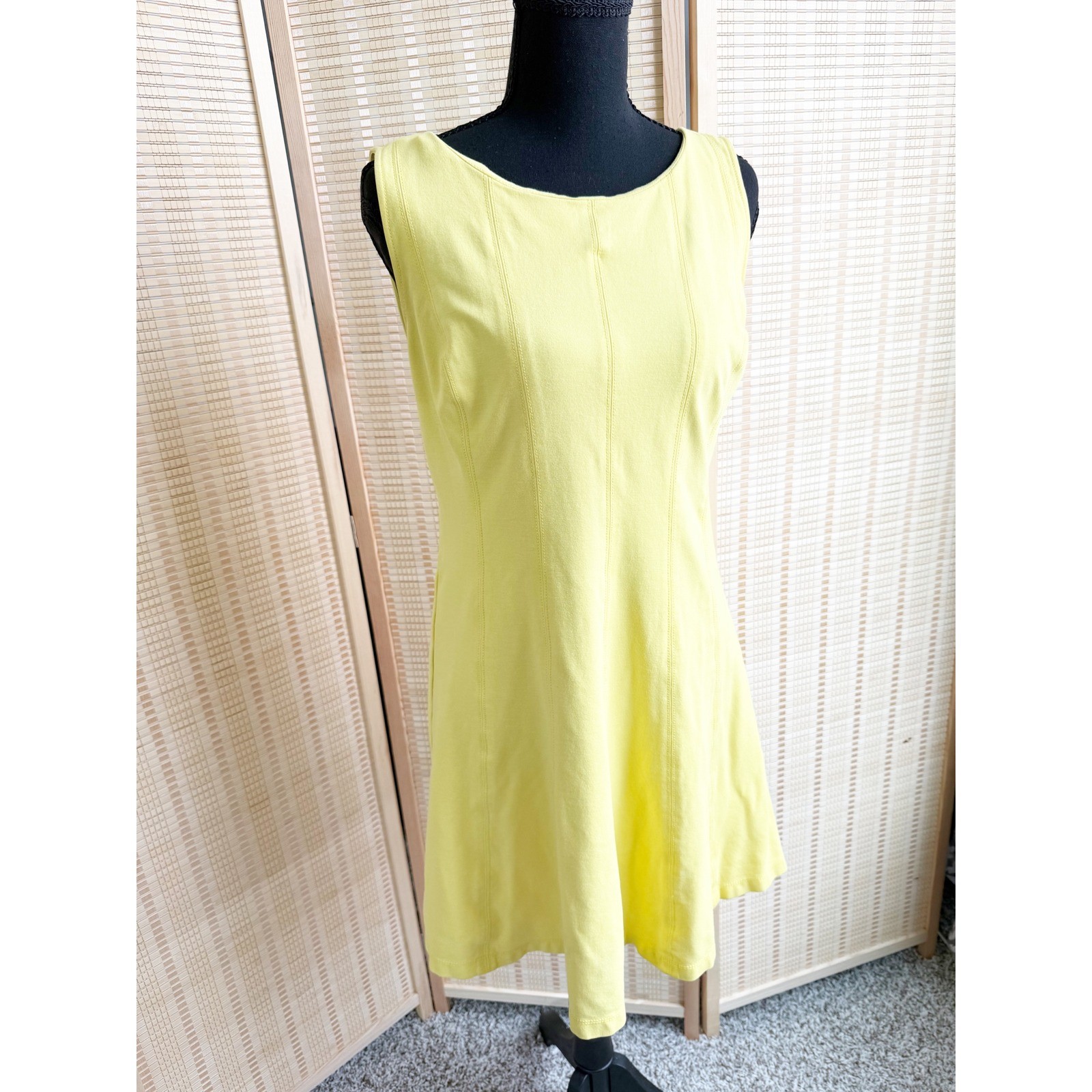 Ann Taylor Yellow Sleeveless Seamed Fit & Flare Dress Size 8