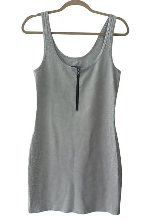 PINK Victoria’s Secret Heather Gray Sleeveless Zip-Front Bodycon Dress Size M