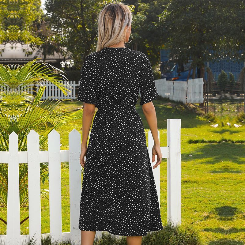 Tie Front Button Bow Tie Detail Dress