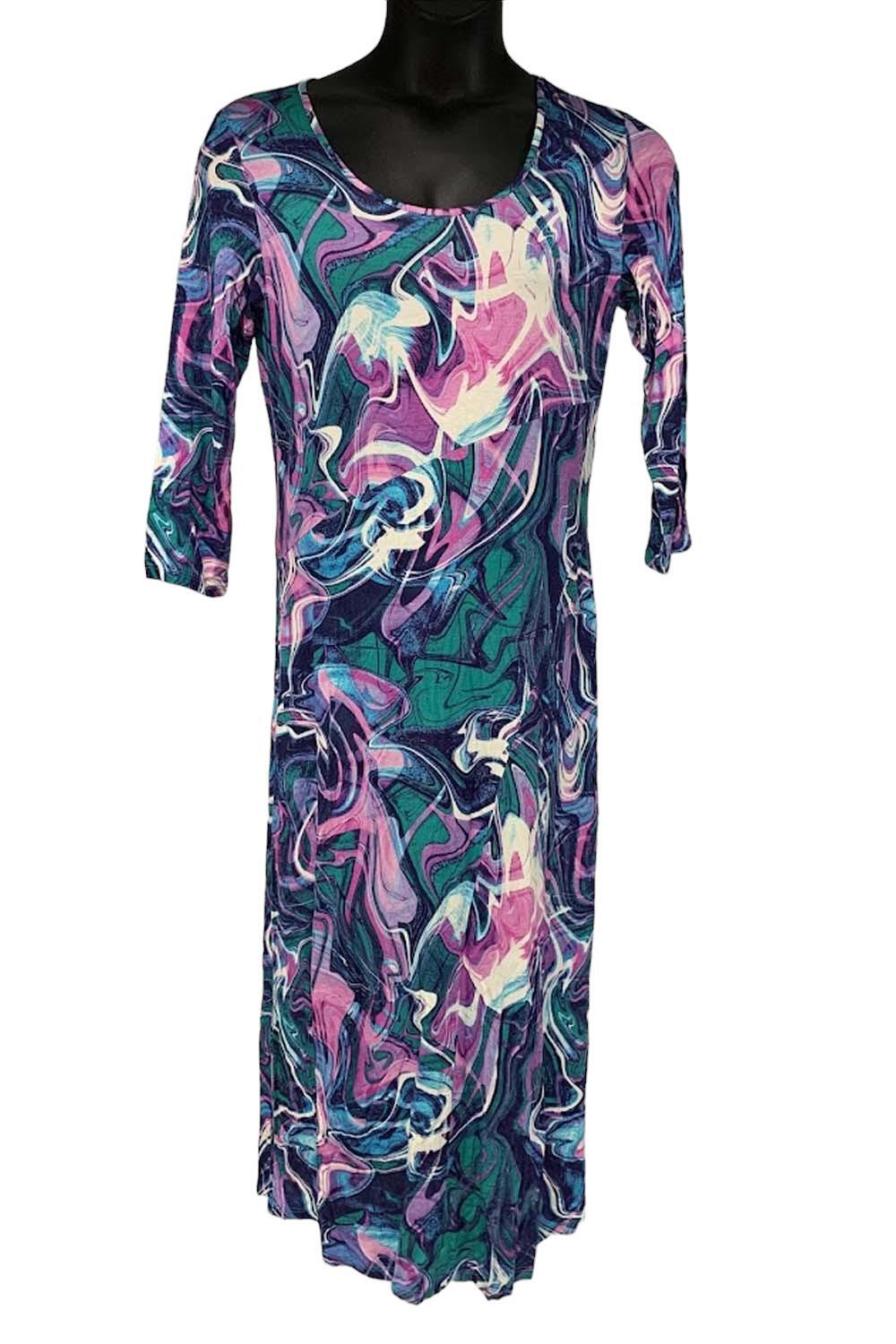 Colleen Lopez 3/4-Sleeve Knit Maxi Dress Green/Pink