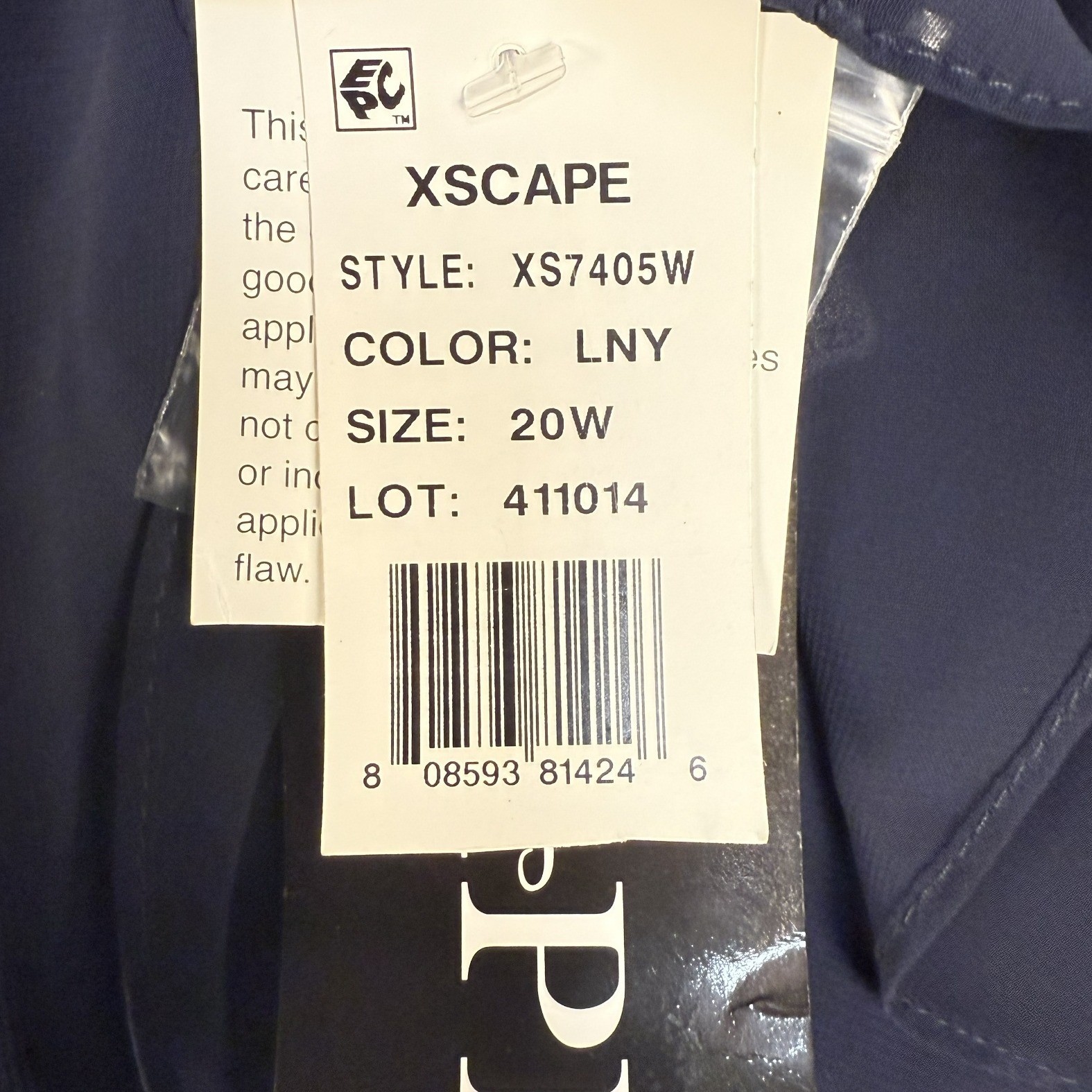 Xscape Navy Blue Beaded Layered Chiffon Gown Dress Size 20W