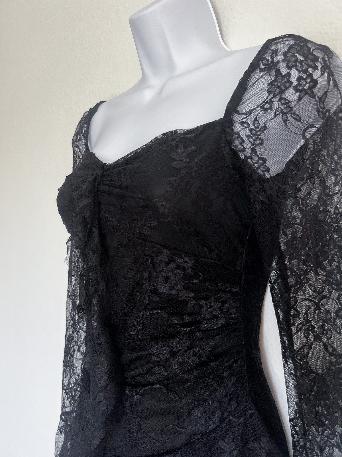 NWOT CHICHWISH Square Neck Floral Lace Tiered Hi-Lo Hem Dress Goth Garden Small